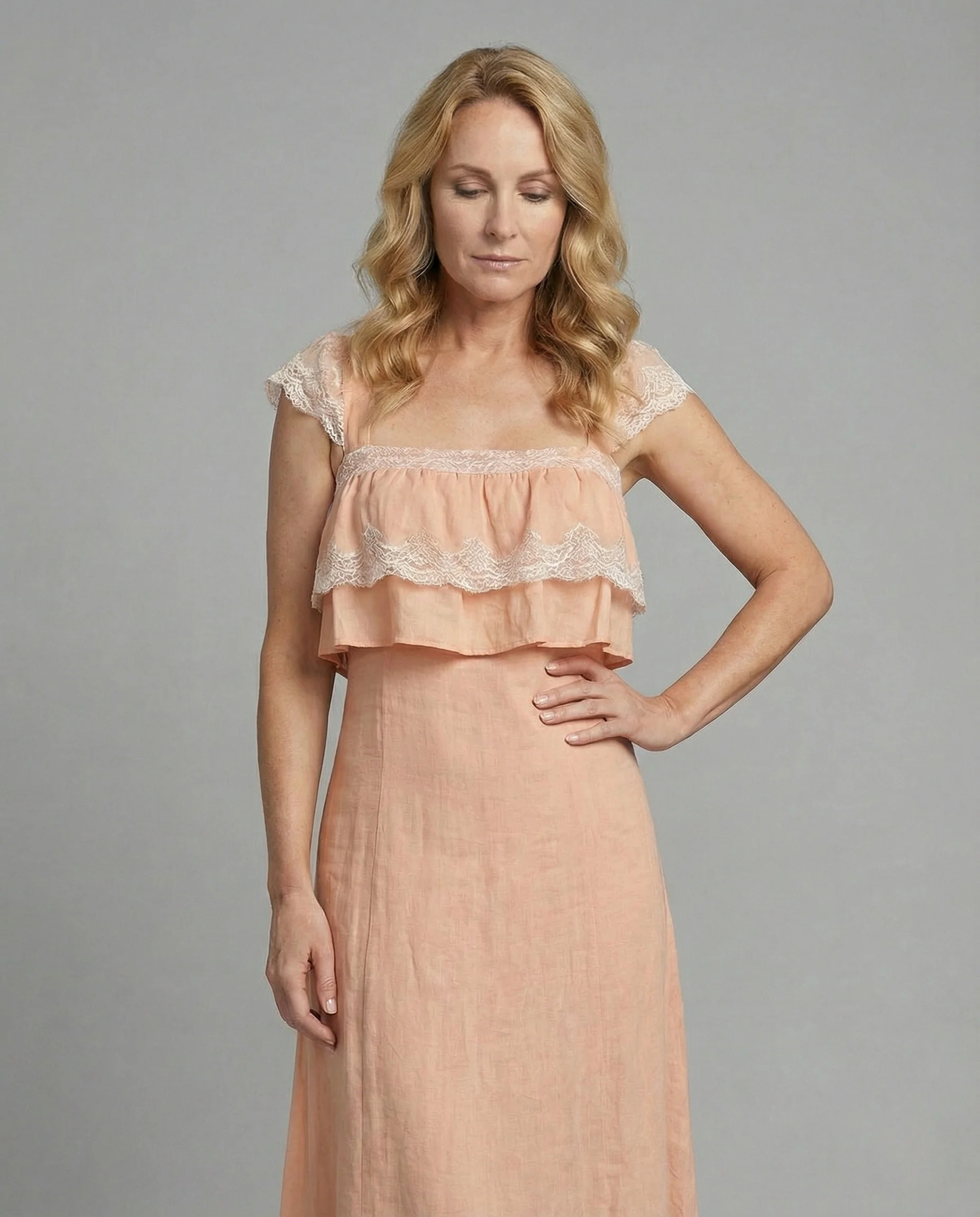 Boho Spitzenmaxikleid Mit Rüschen Damen - Image 2