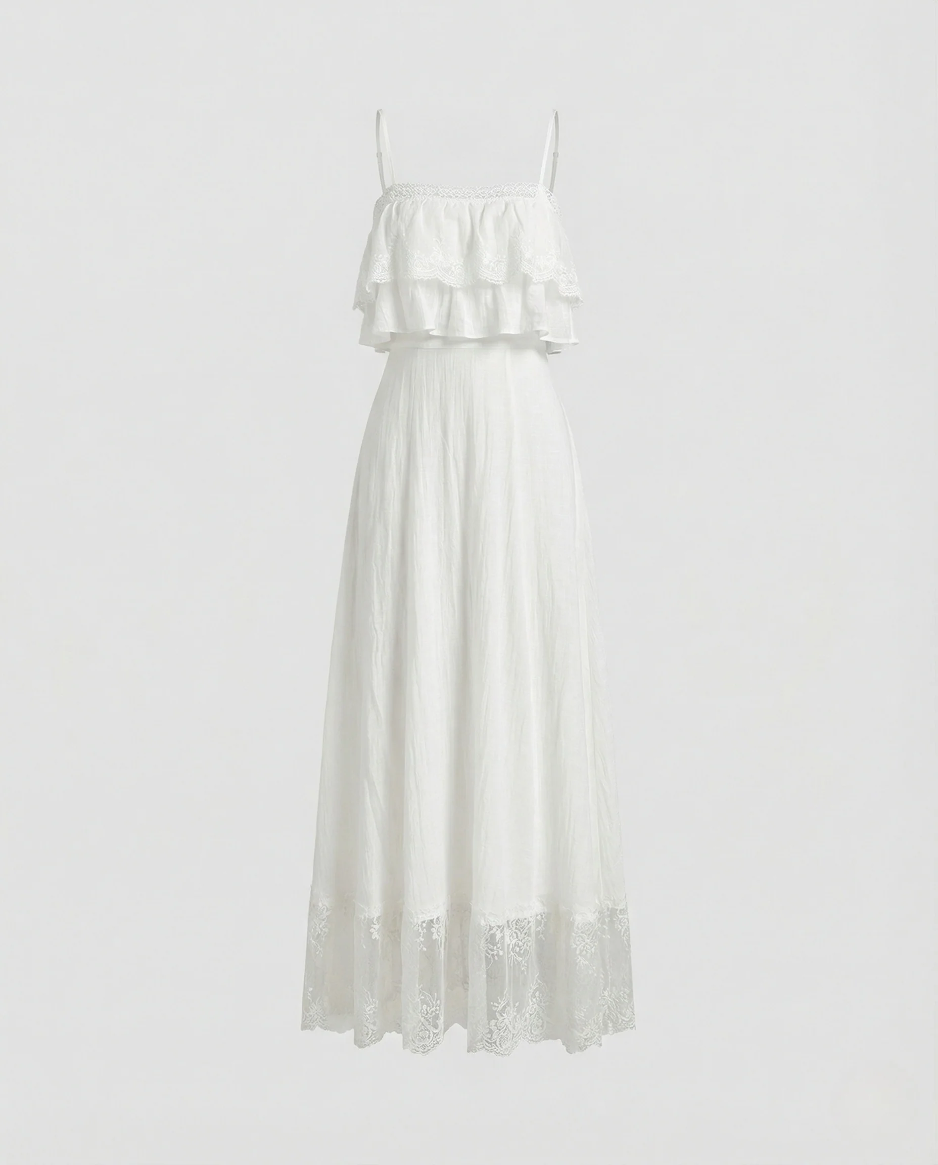 Boho Spitzenmaxikleid Mit Rüschen Damen - Image 5