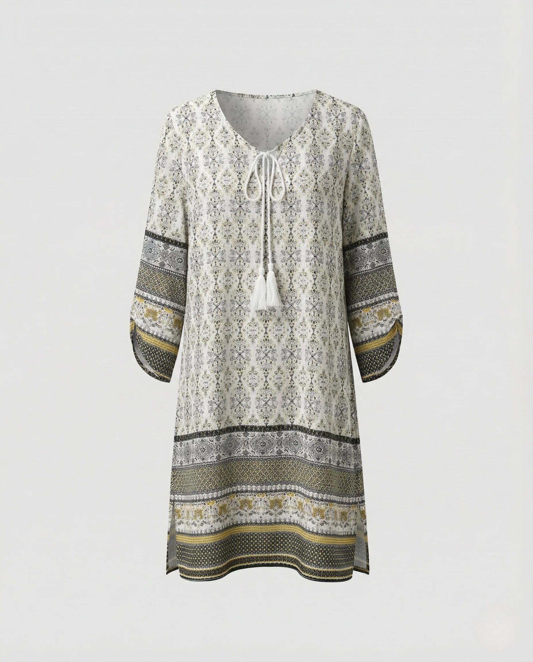 Boho Tunika Kleid Damen Mit Quasten - Image 5