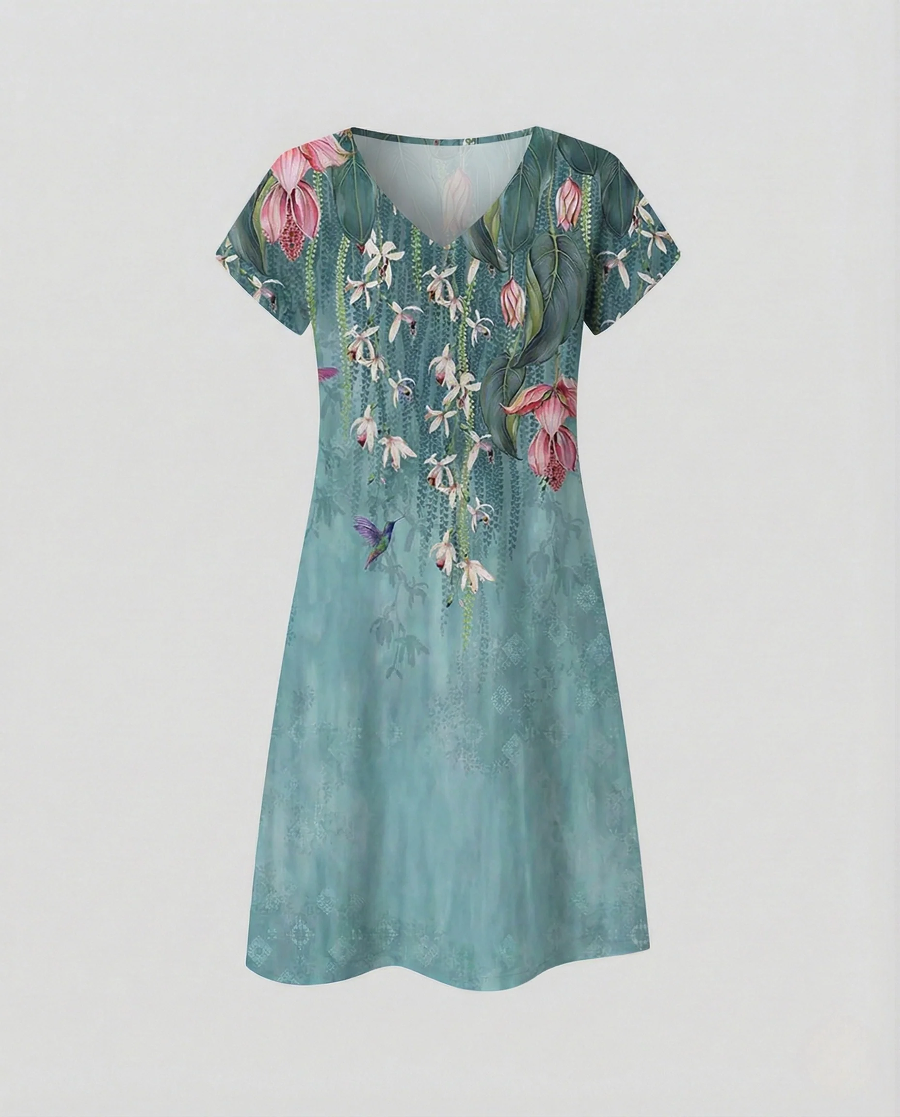 Damen Boho Sommerkleid mit Pfauenprint - Image 13