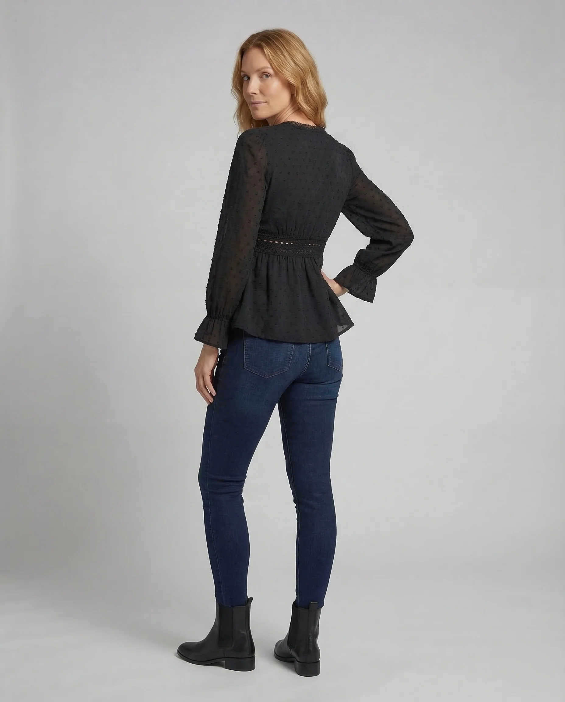 Damen Boho Wickelbluse Häkelband - Image 4