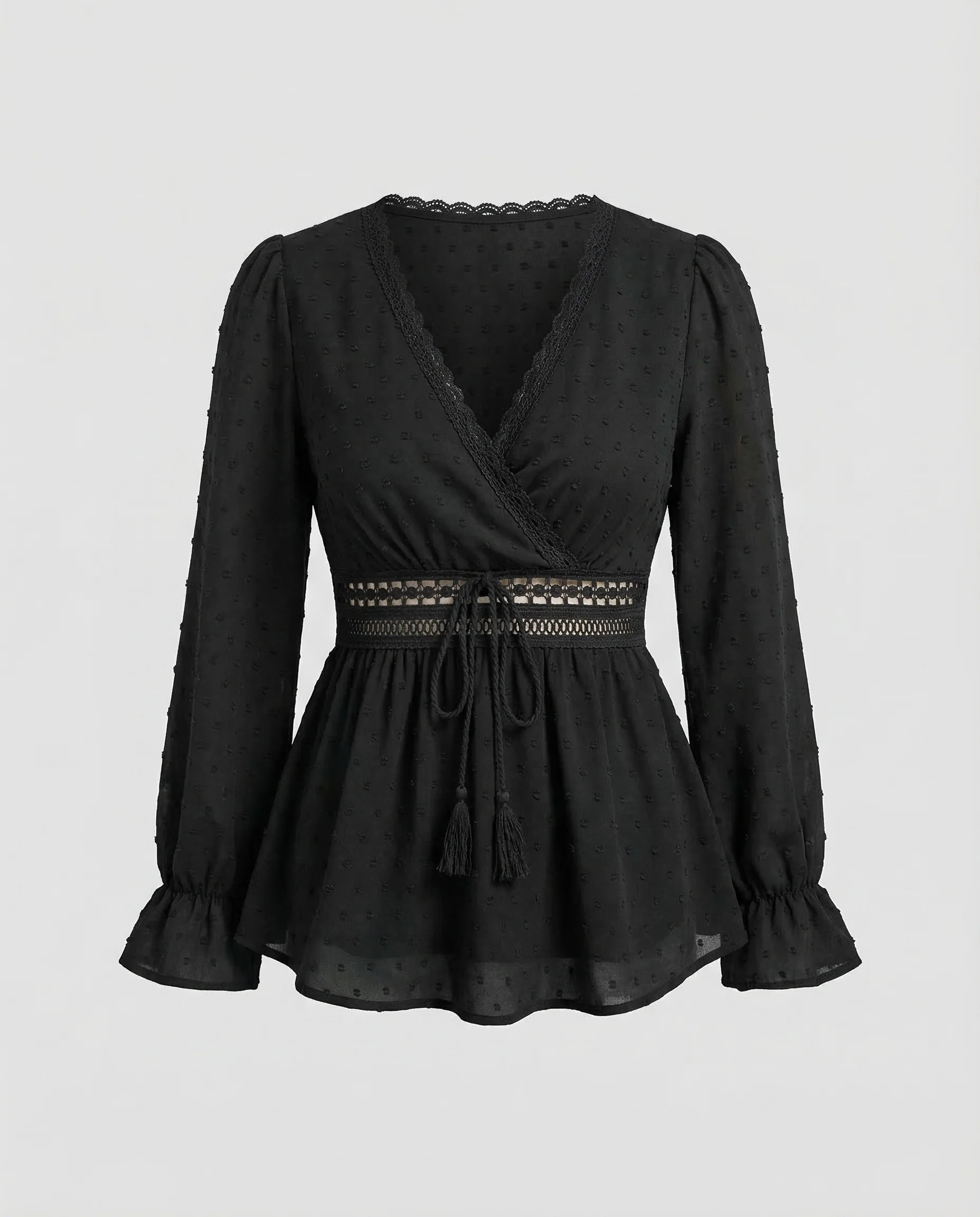 Damen Boho Wickelbluse Häkelband - Image 5