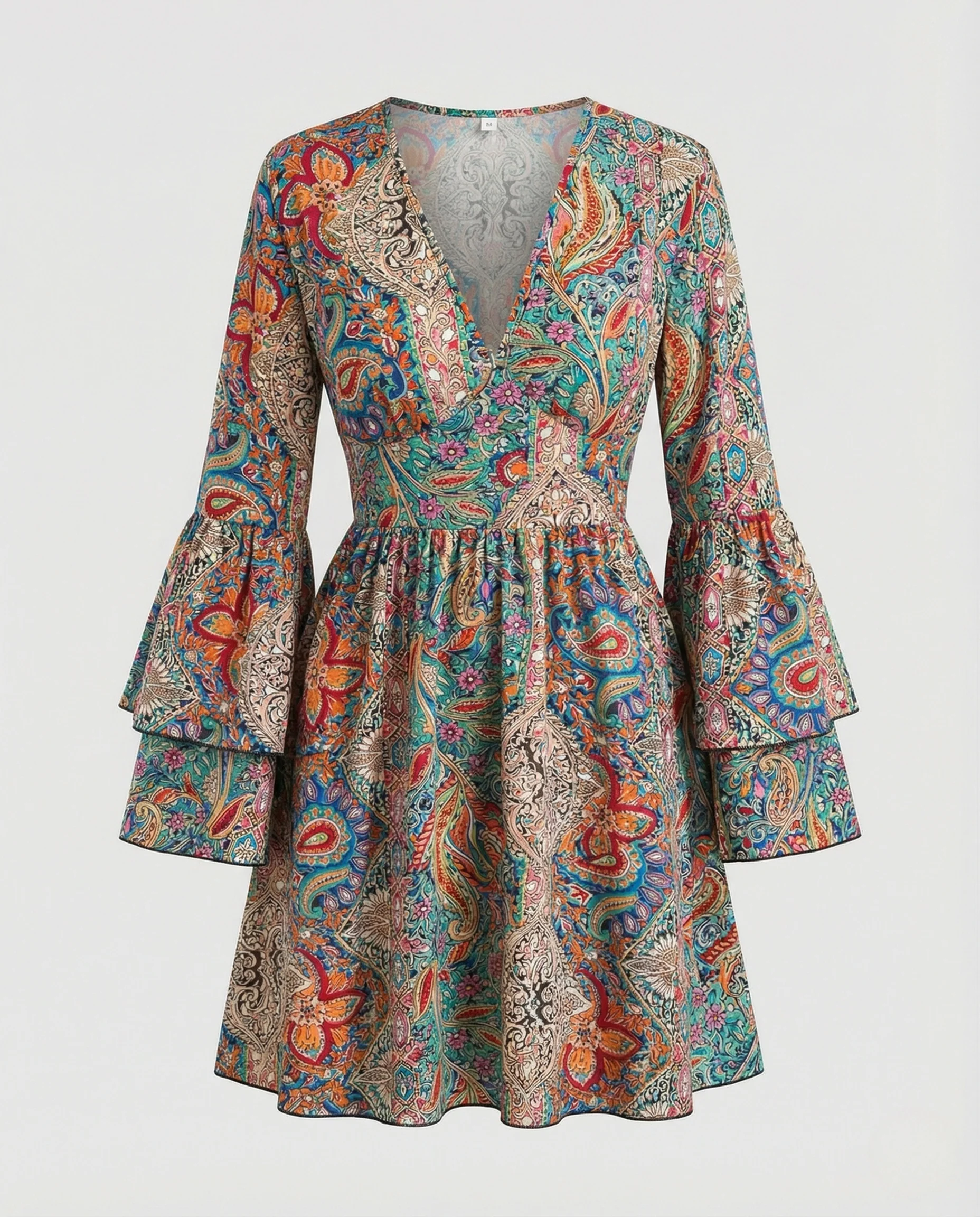 Boho Blumenkleid Damen Wickel Minikleid - Image 5