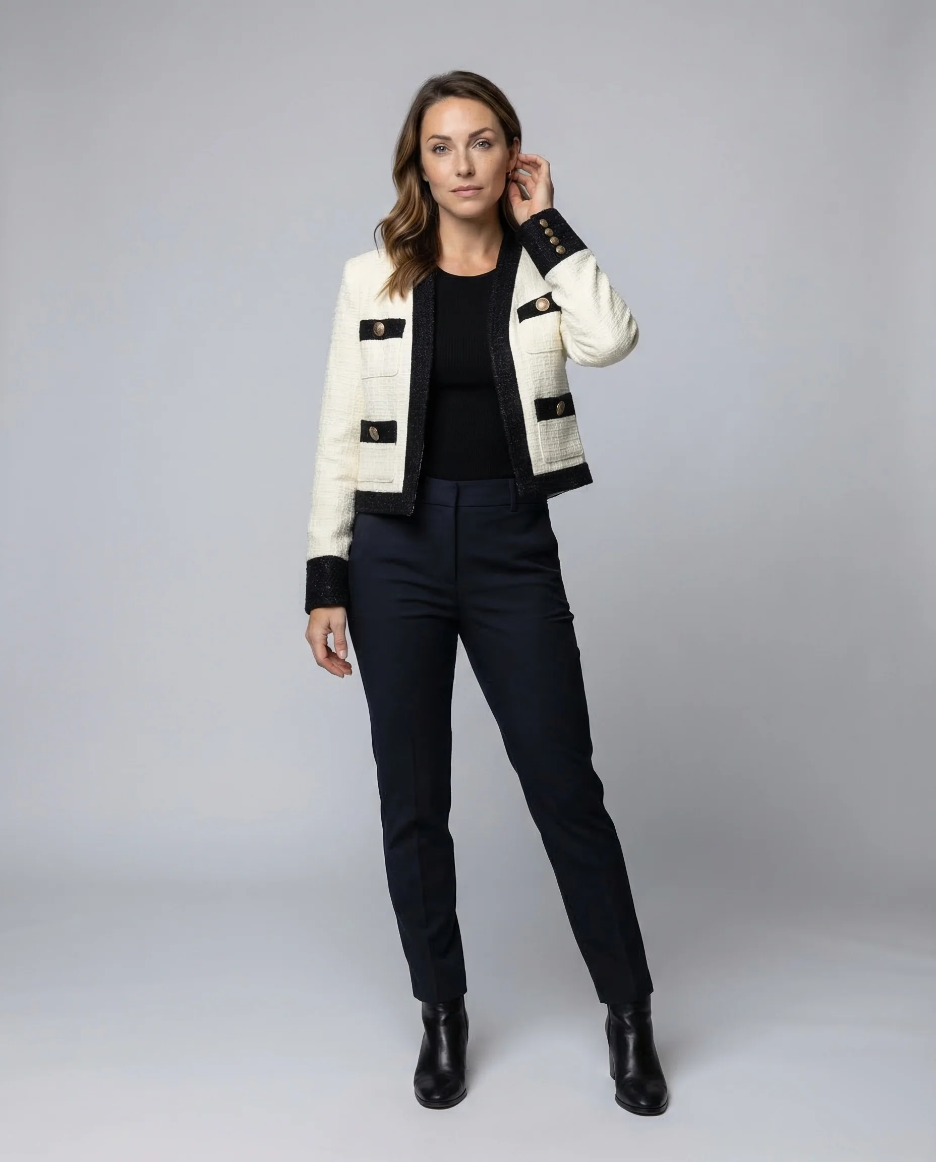 Damen Bouclé Blazer Kurz