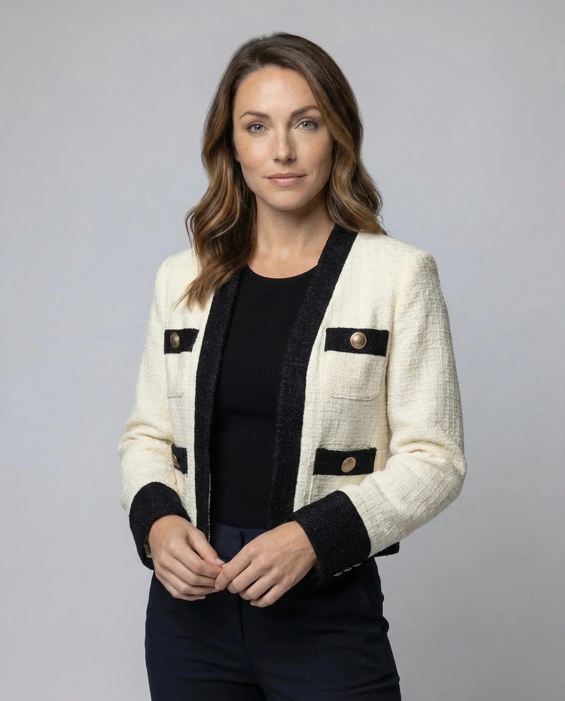 Damen Bouclé Blazer Kurz - Image 2