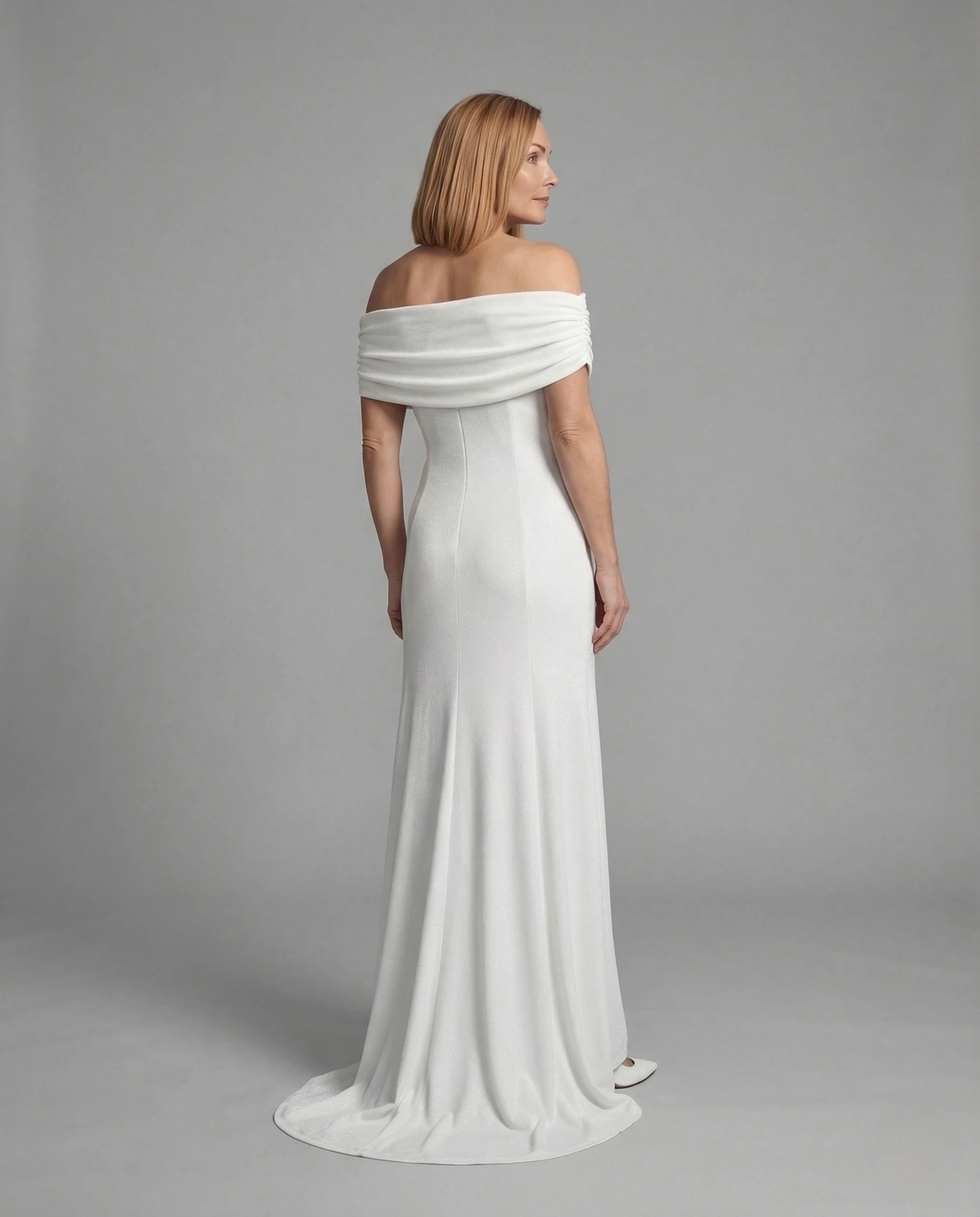 Damen Carmen Abendkleid mit Schalkragen - Image 4