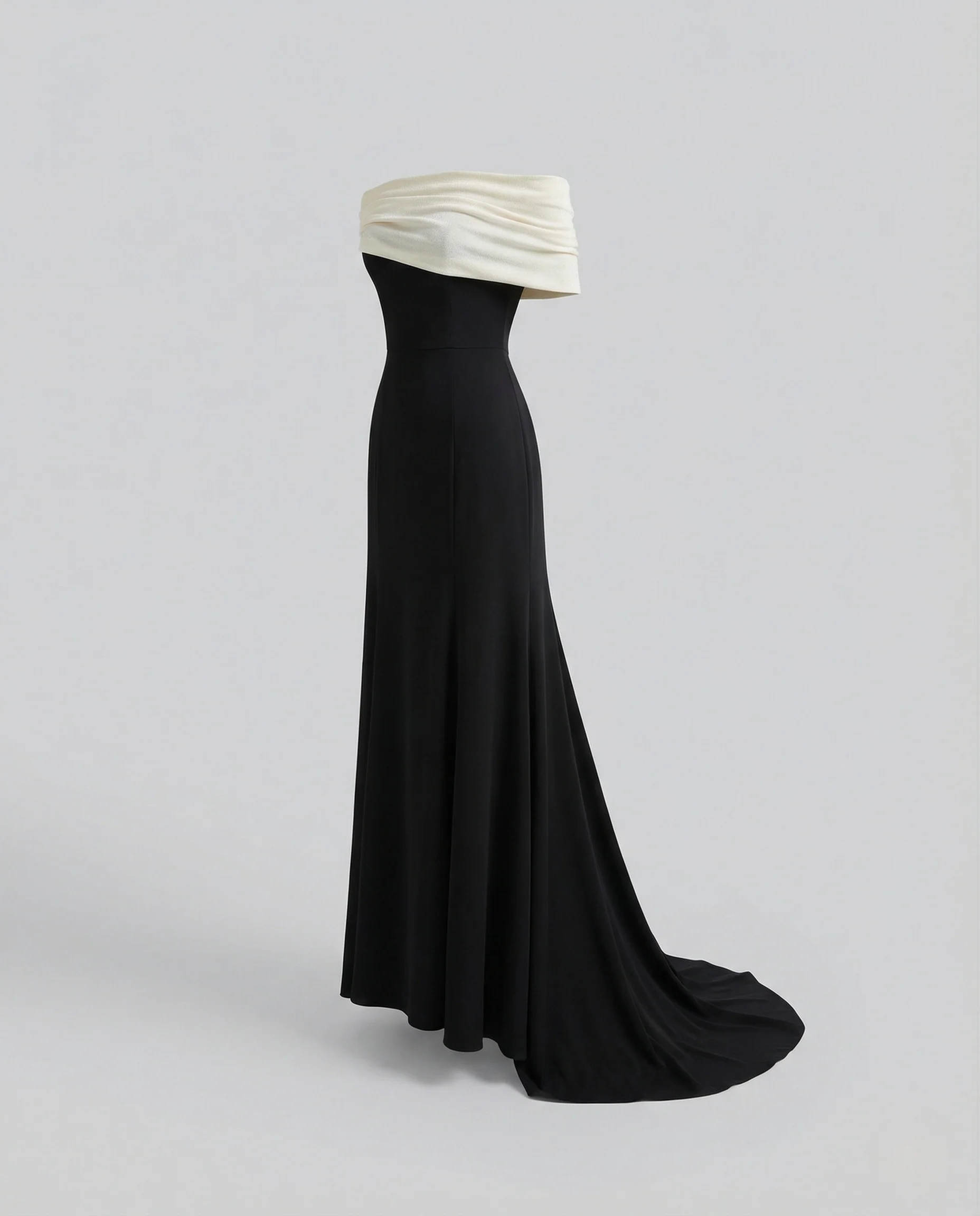 Damen Carmen Abendkleid mit Schalkragen - Image 5