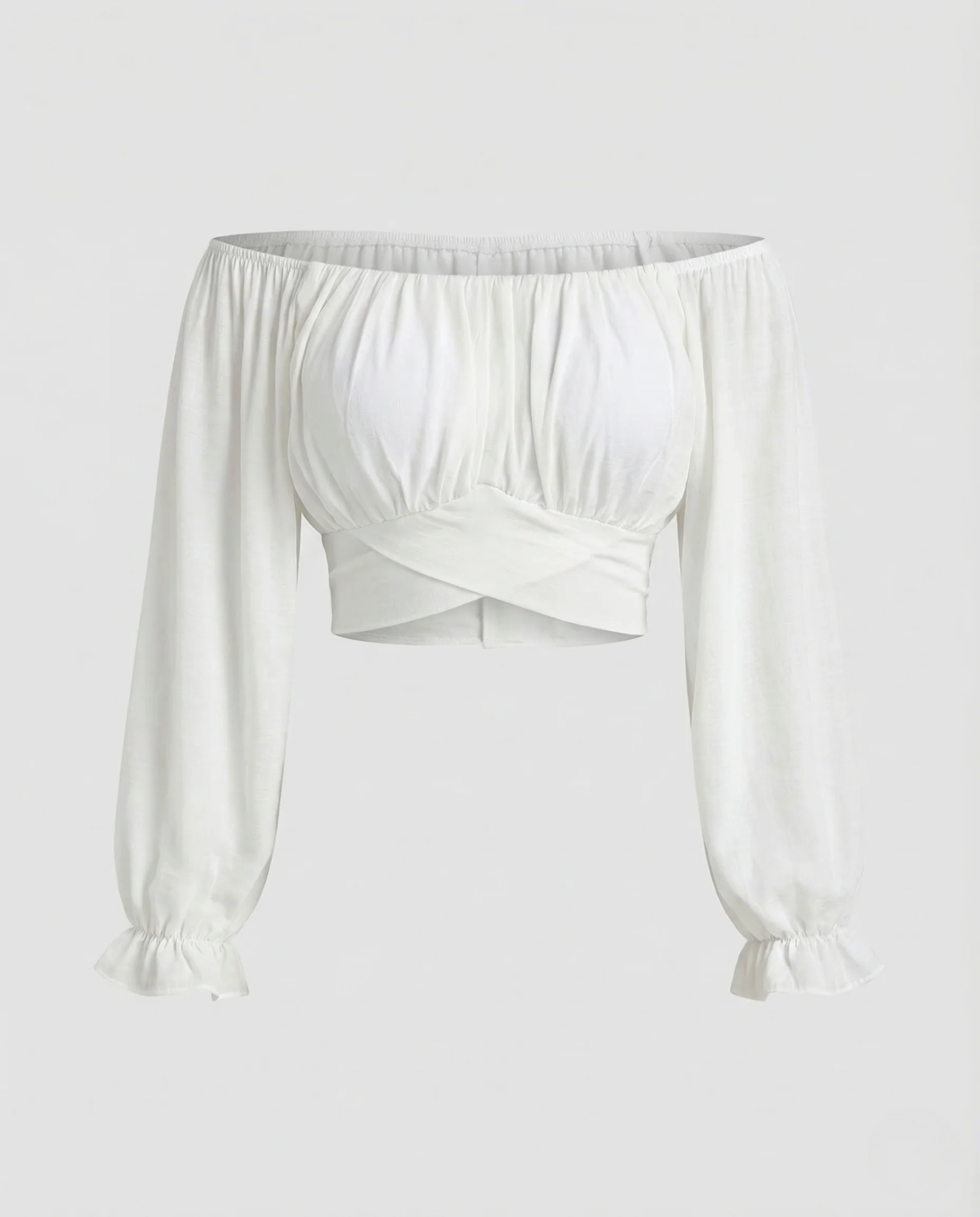 Damen Carmen Crop Top Puffärmel - Image 5