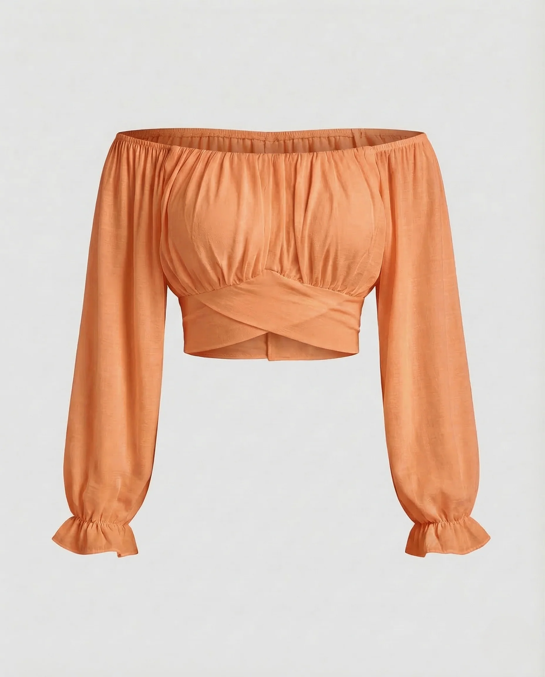 Damen Carmen Crop Top Puffärmel - Image 6