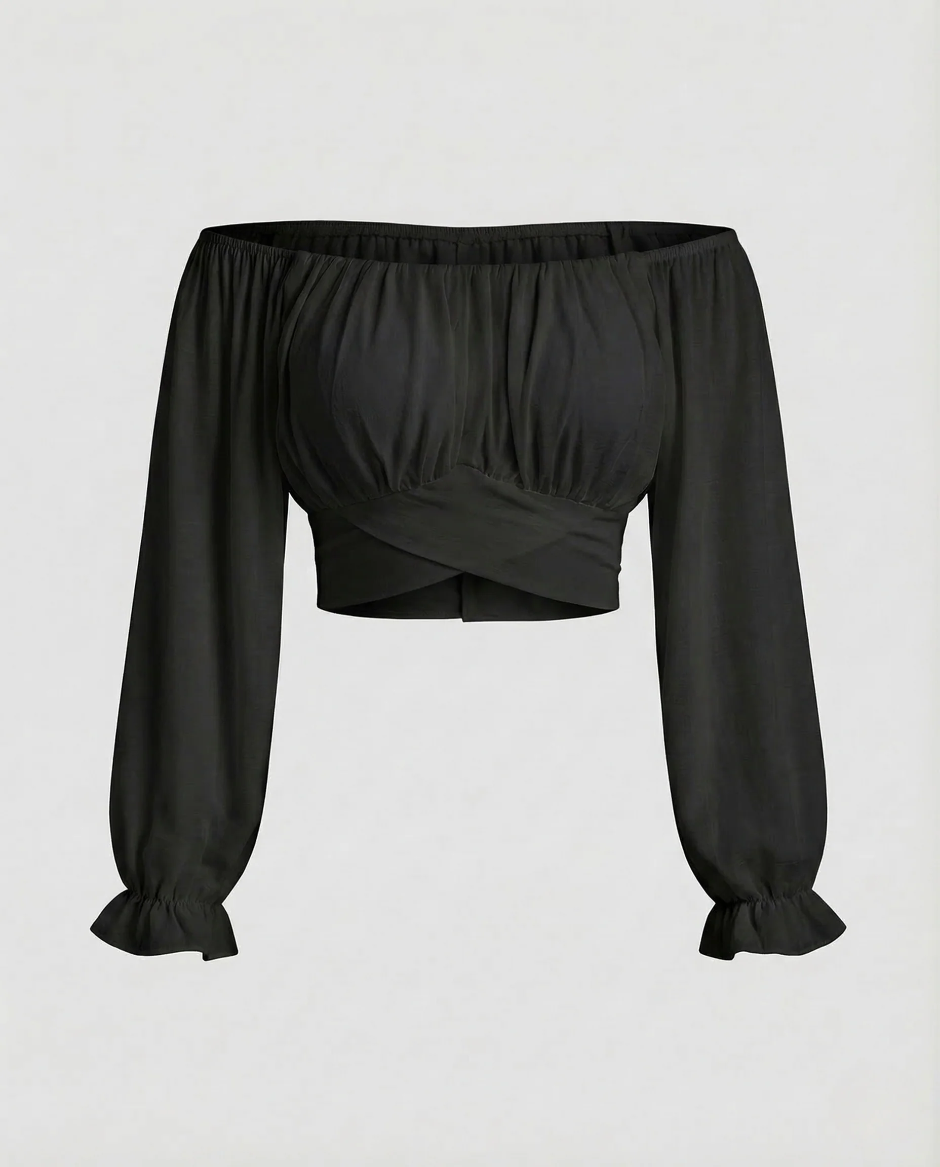 Damen Carmen Crop Top Puffärmel - Image 8