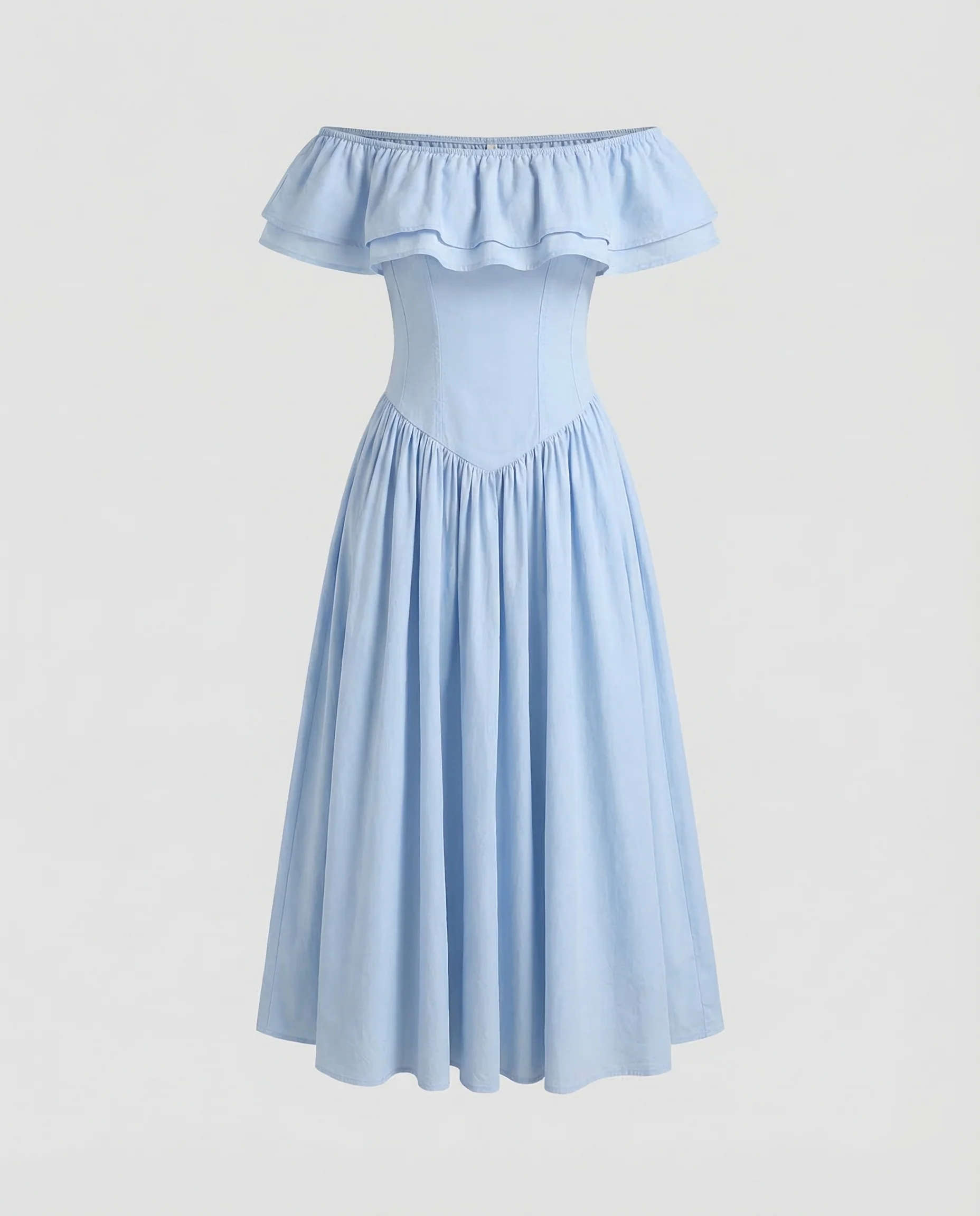 Damen Carmen Kleid Volantärmel - Image 5
