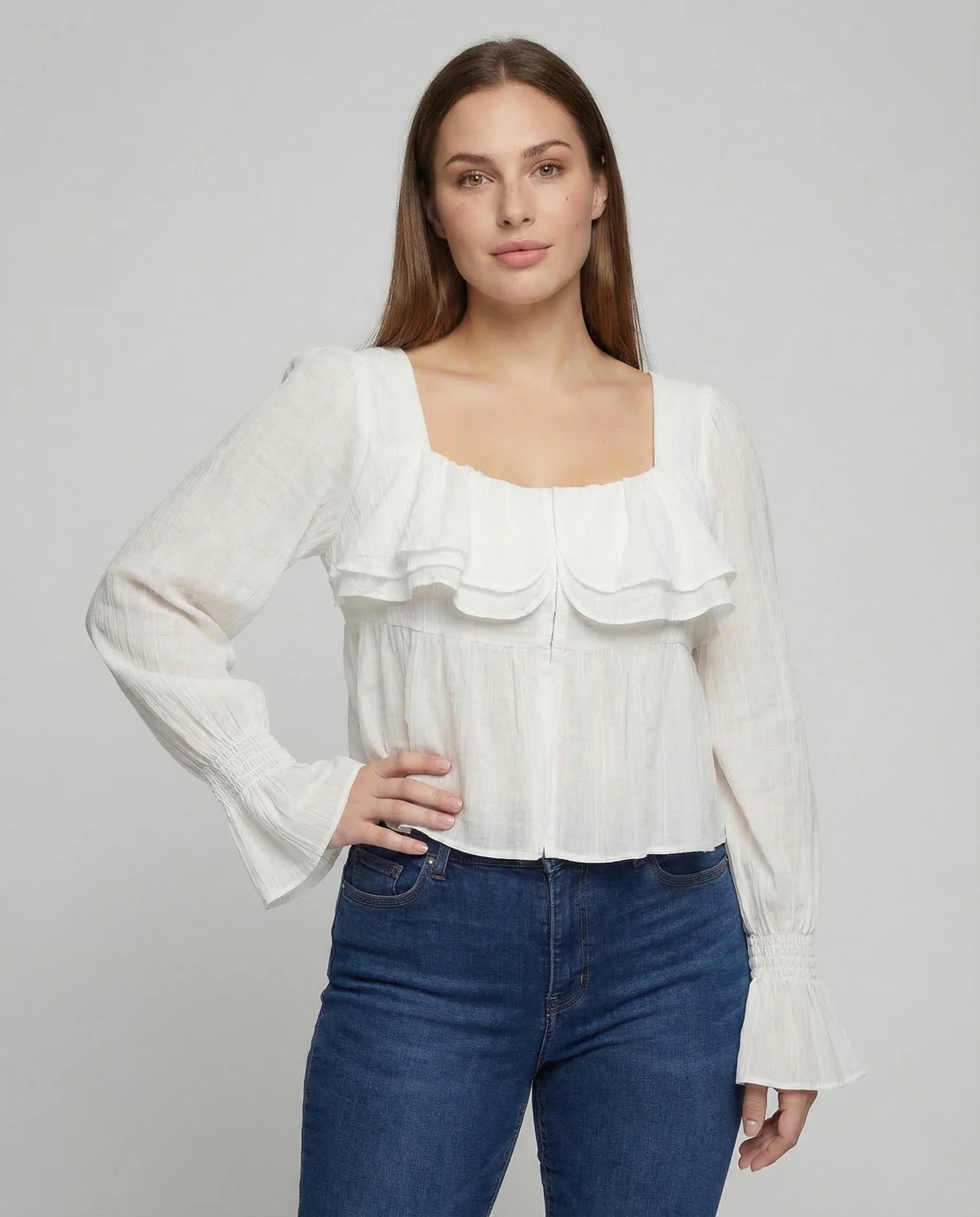 Damen Carmenbluse Rüschen Puffärmel - Image 2