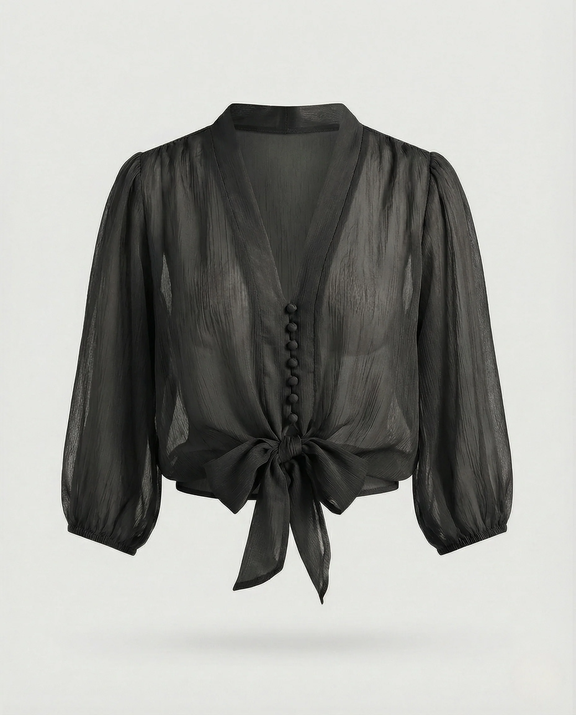 Damen Chiffon Bluse mit Puffärmeln - Image 6