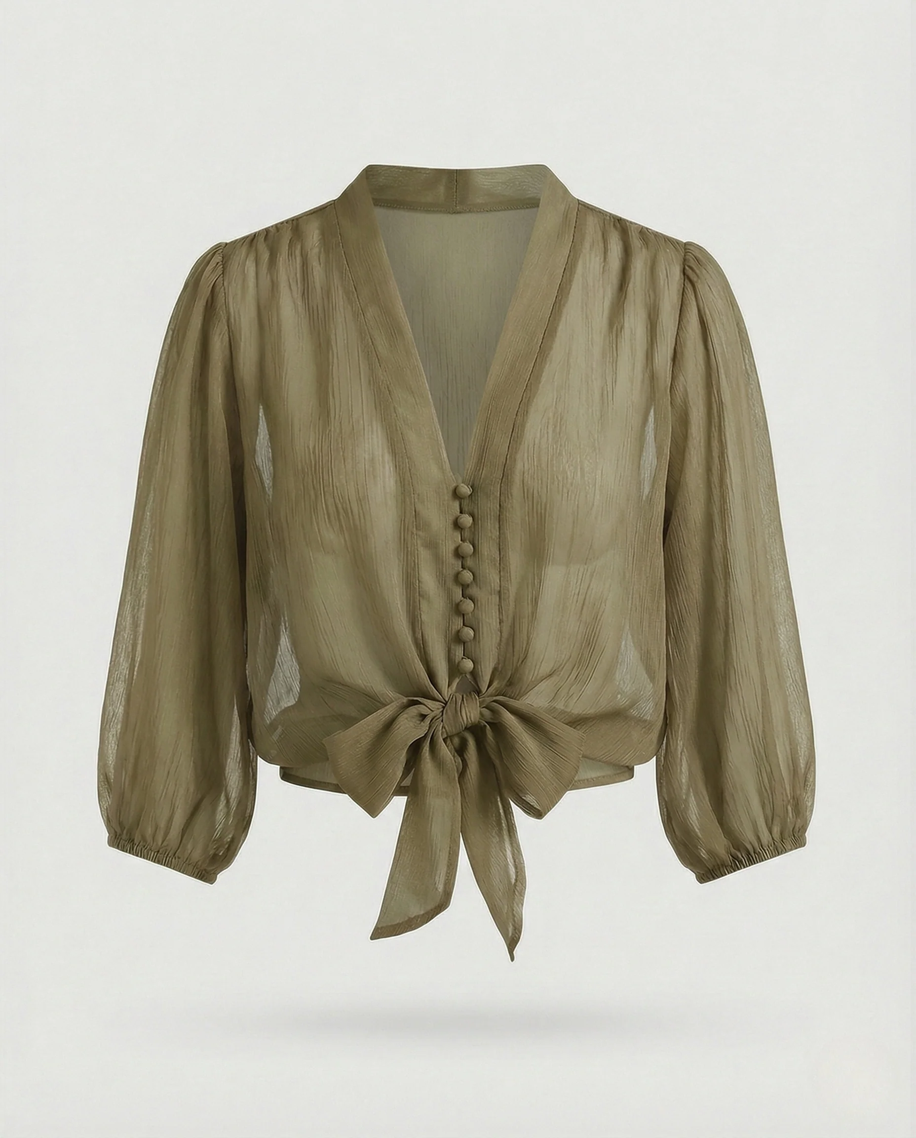 Damen Chiffon Bluse mit Puffärmeln - Image 7