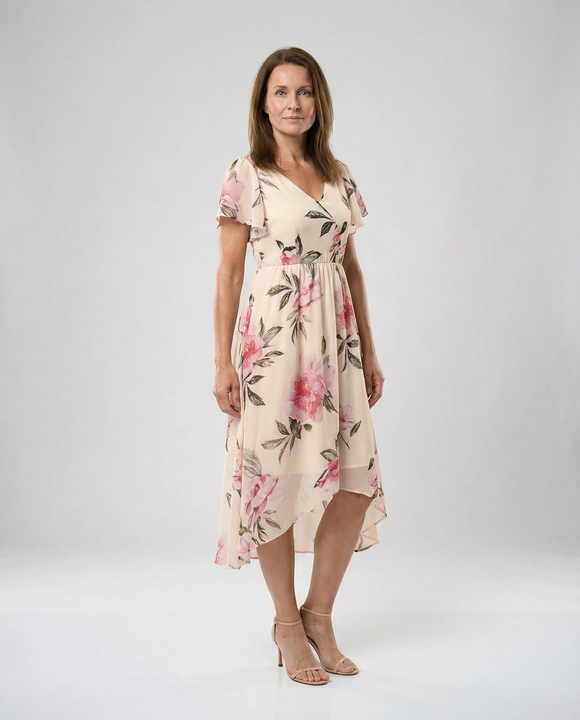 Freizeitkleid Damen Chiffon High Low - Image 2
