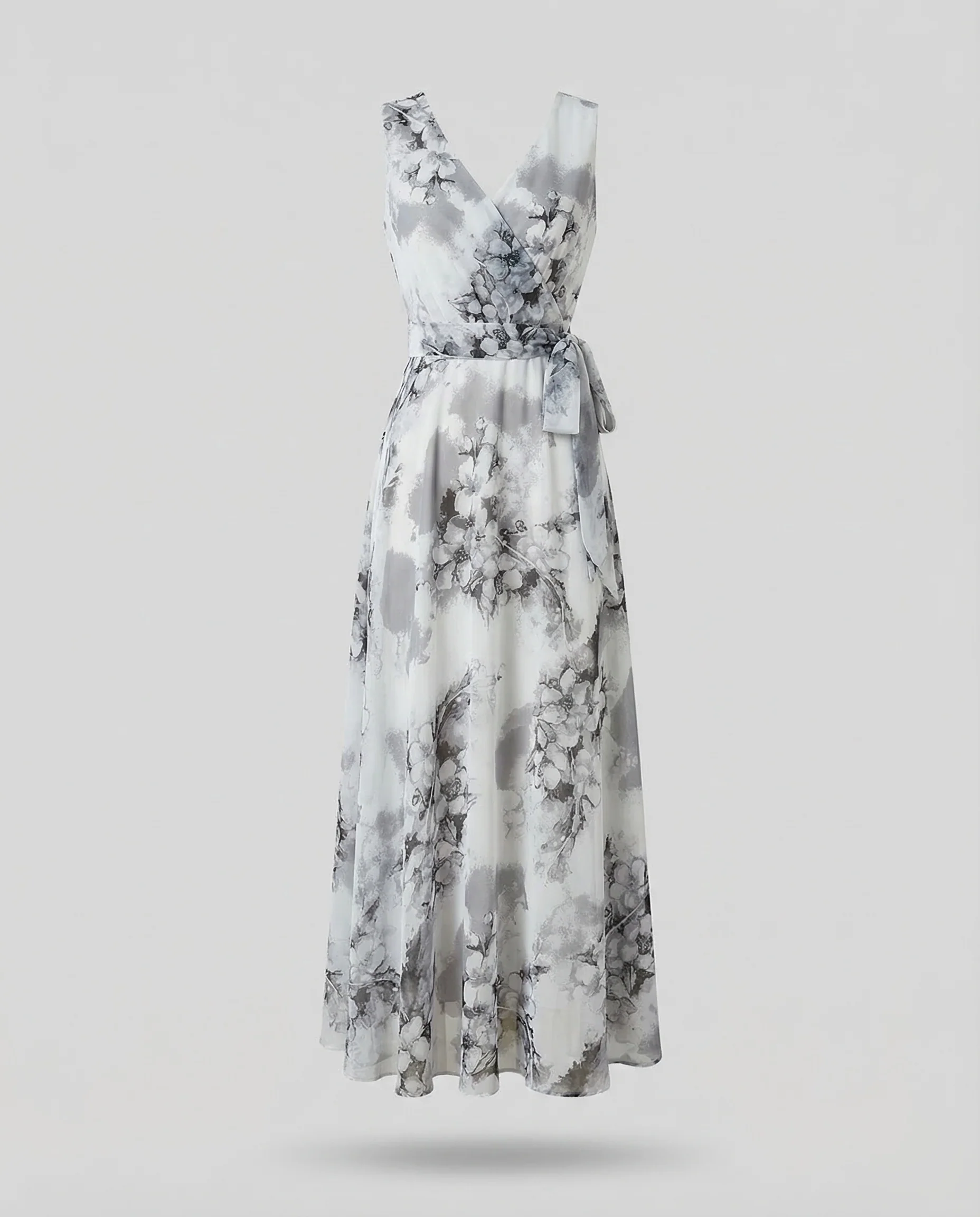 Damen Chiffon Maxikleid Wickeloptik - Image 5