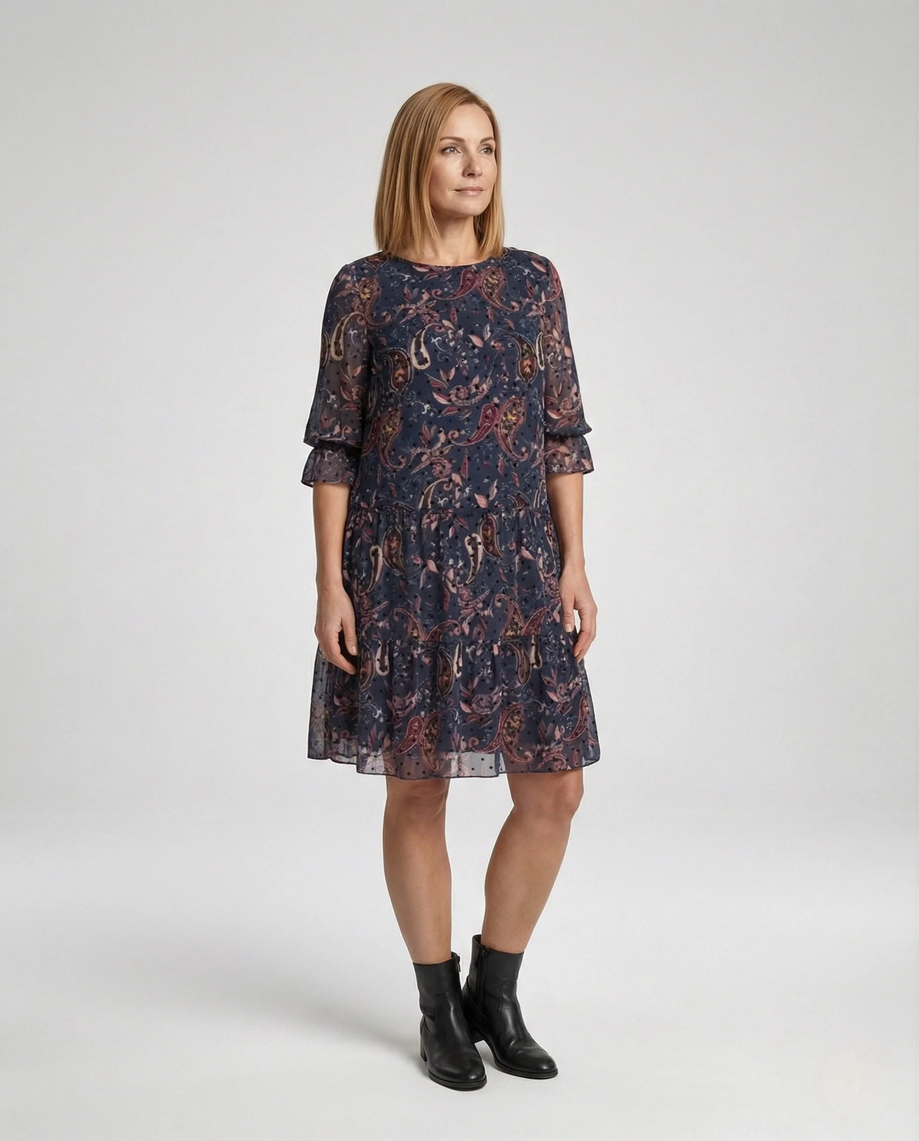 Blumenkleid Damen Midikleid Chiffon Paisley