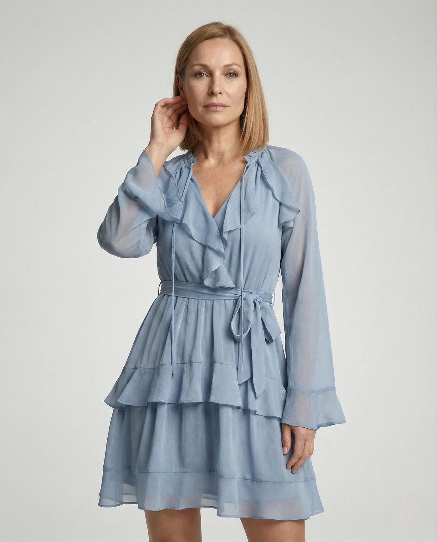 Freizeitkleid Damen Chiffon Stufenkleid - Image 2