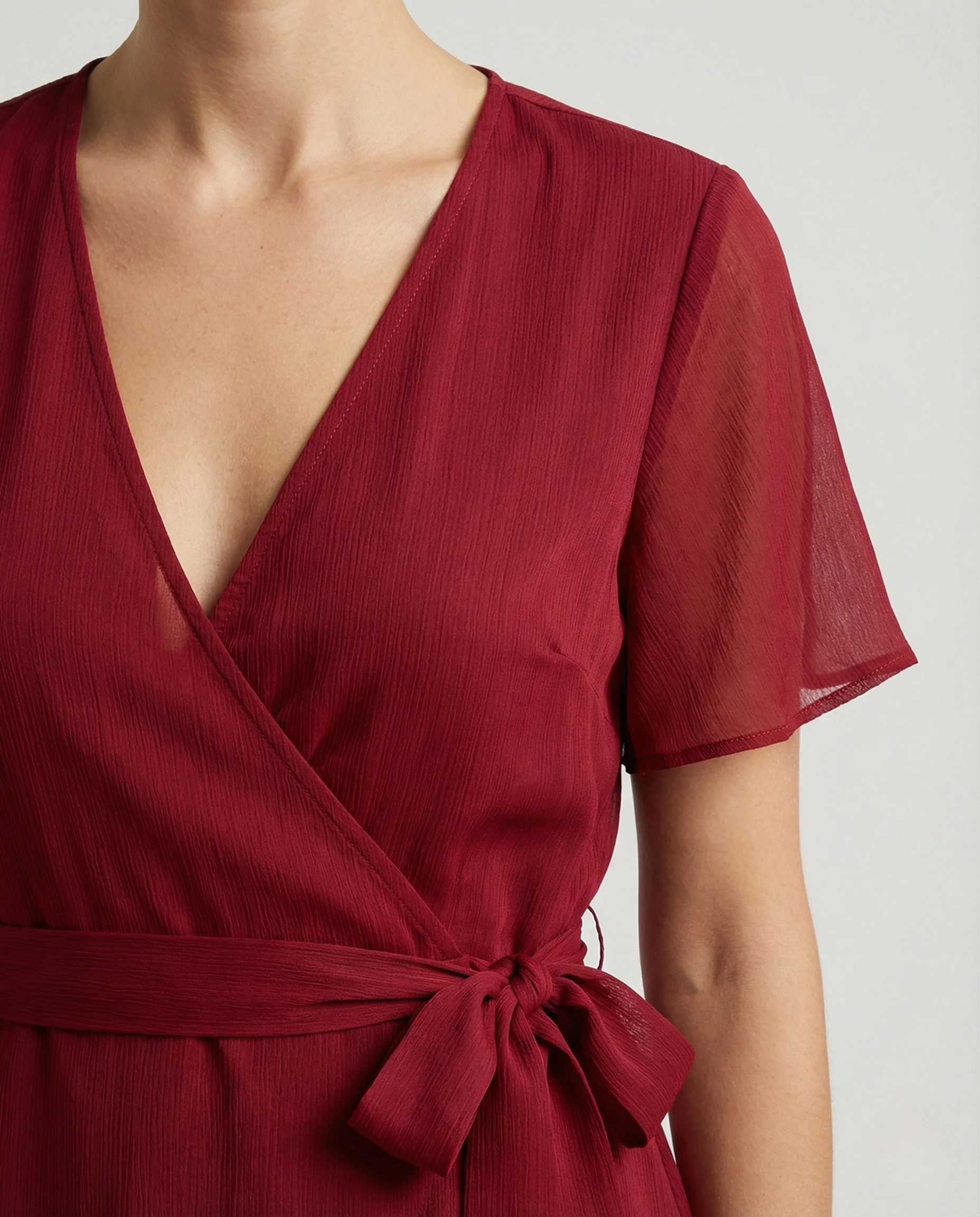 Damen Chiffon Wickelbluse mit Volants - Image 3