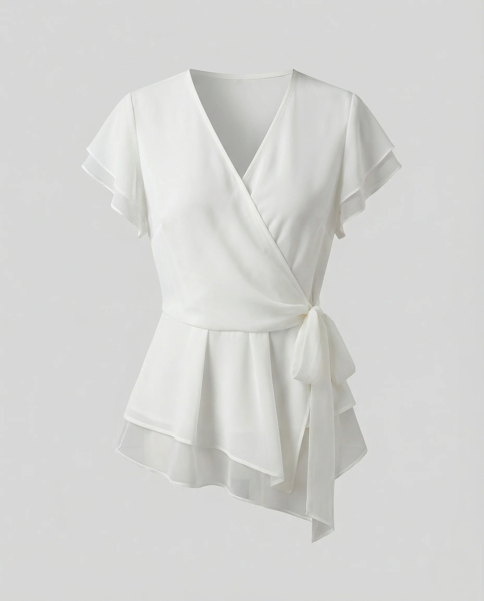 Damen Chiffon Wickelbluse mit Volants - Image 5