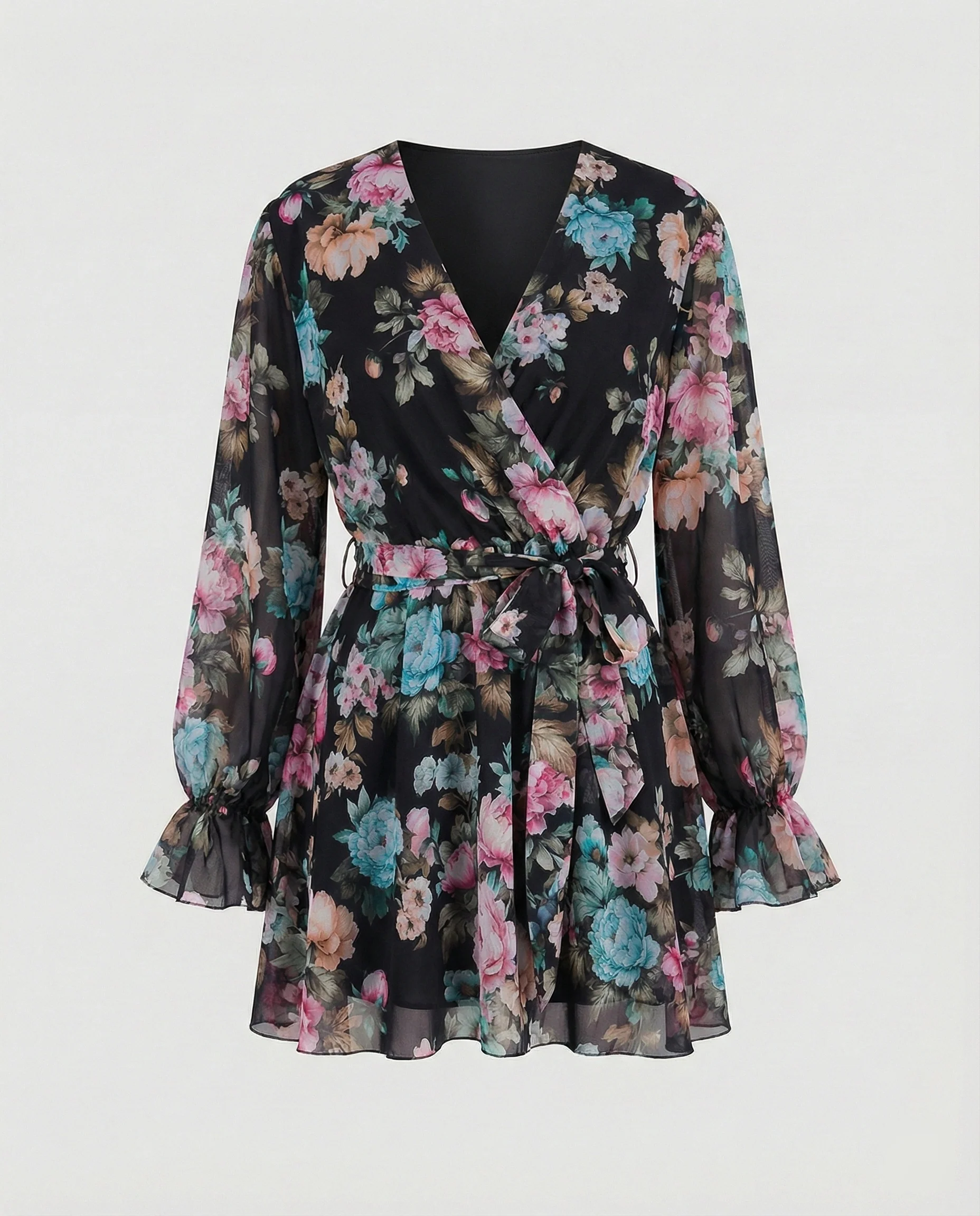 Damen Freizeitkleid Wickeloptik kurz - Image 5