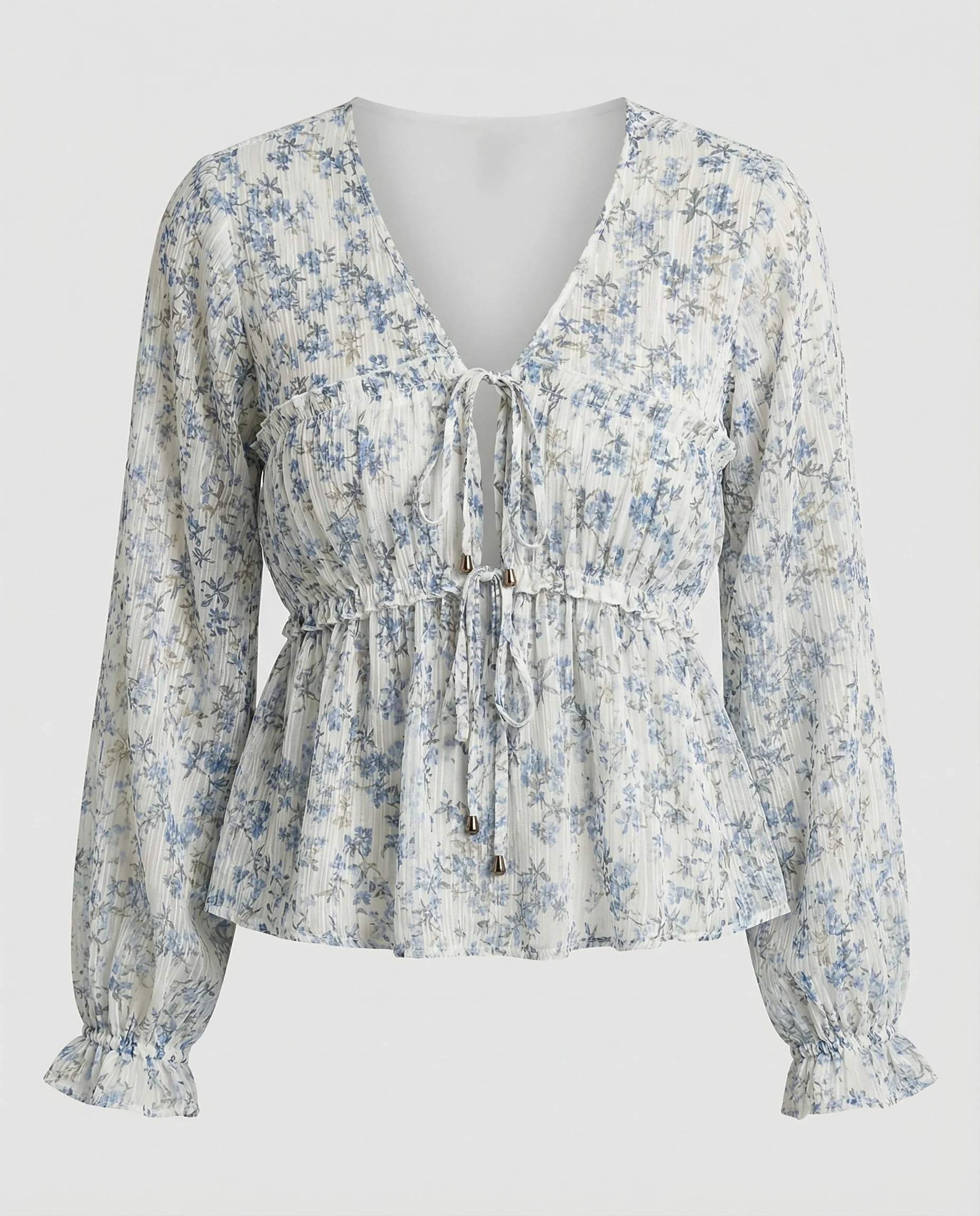 Bluse Damen Chiffon Schnürung - Image 5
