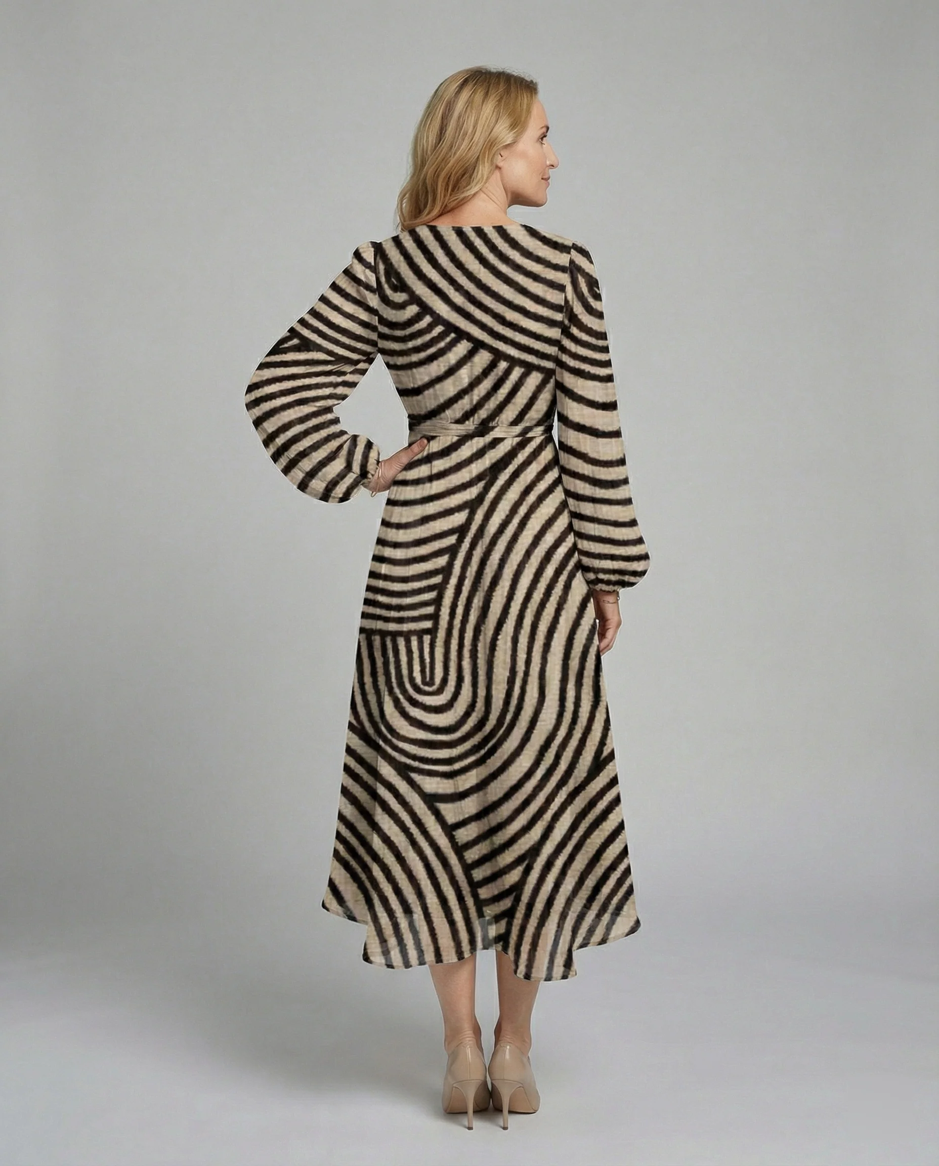 Damen Midikleid Chiffon Wickeloptik - Image 2