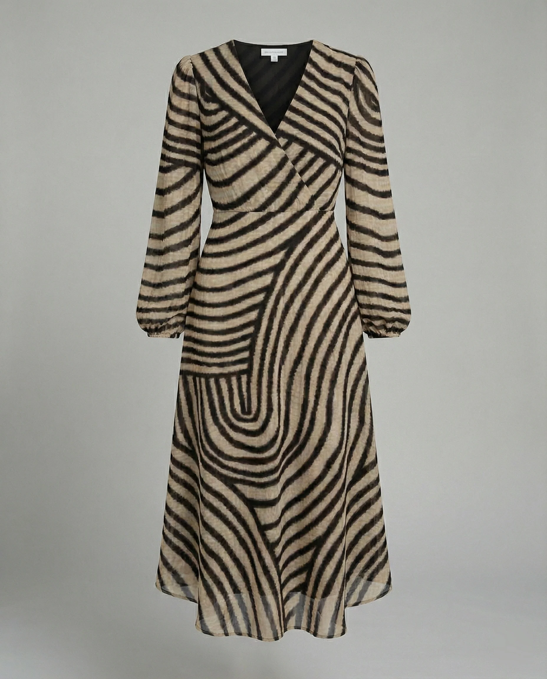 Damen Midikleid Chiffon Wickeloptik - Image 4