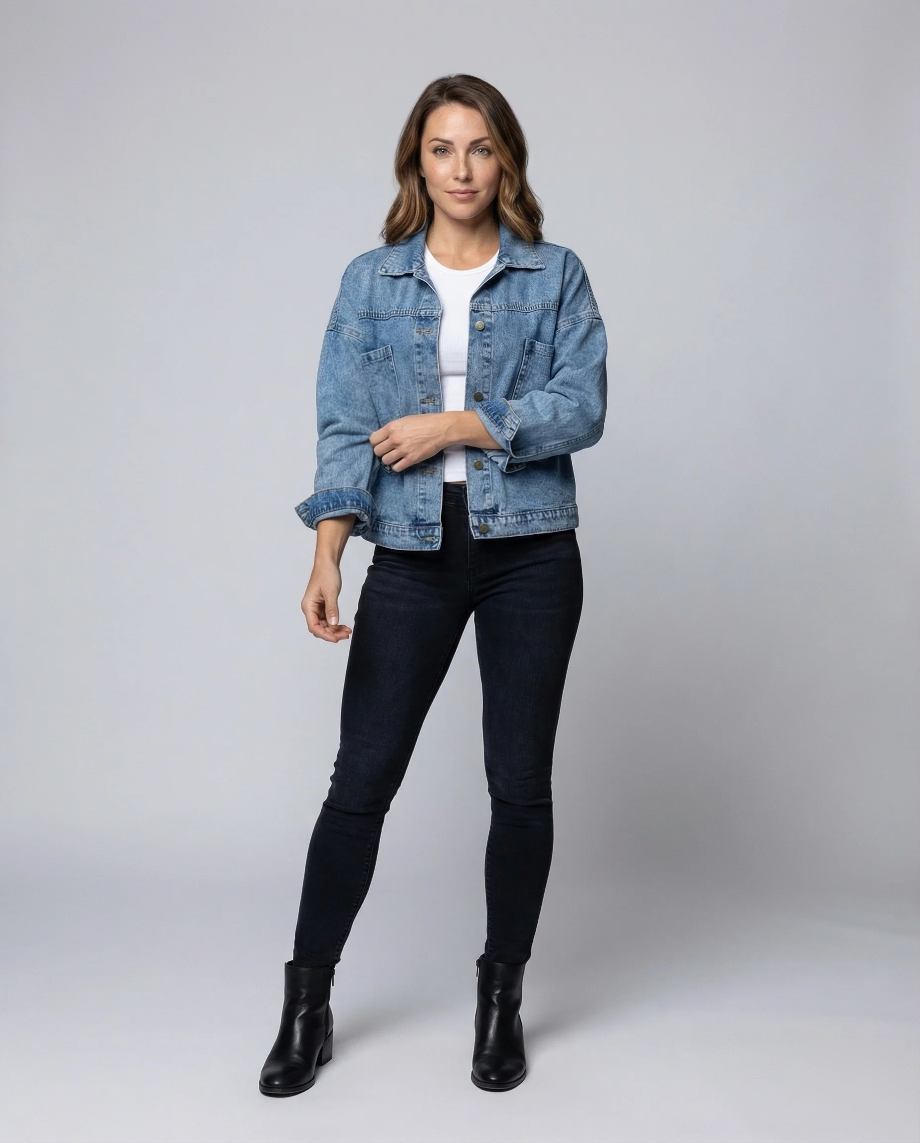 Damen Cropped Denimjacke Oversize