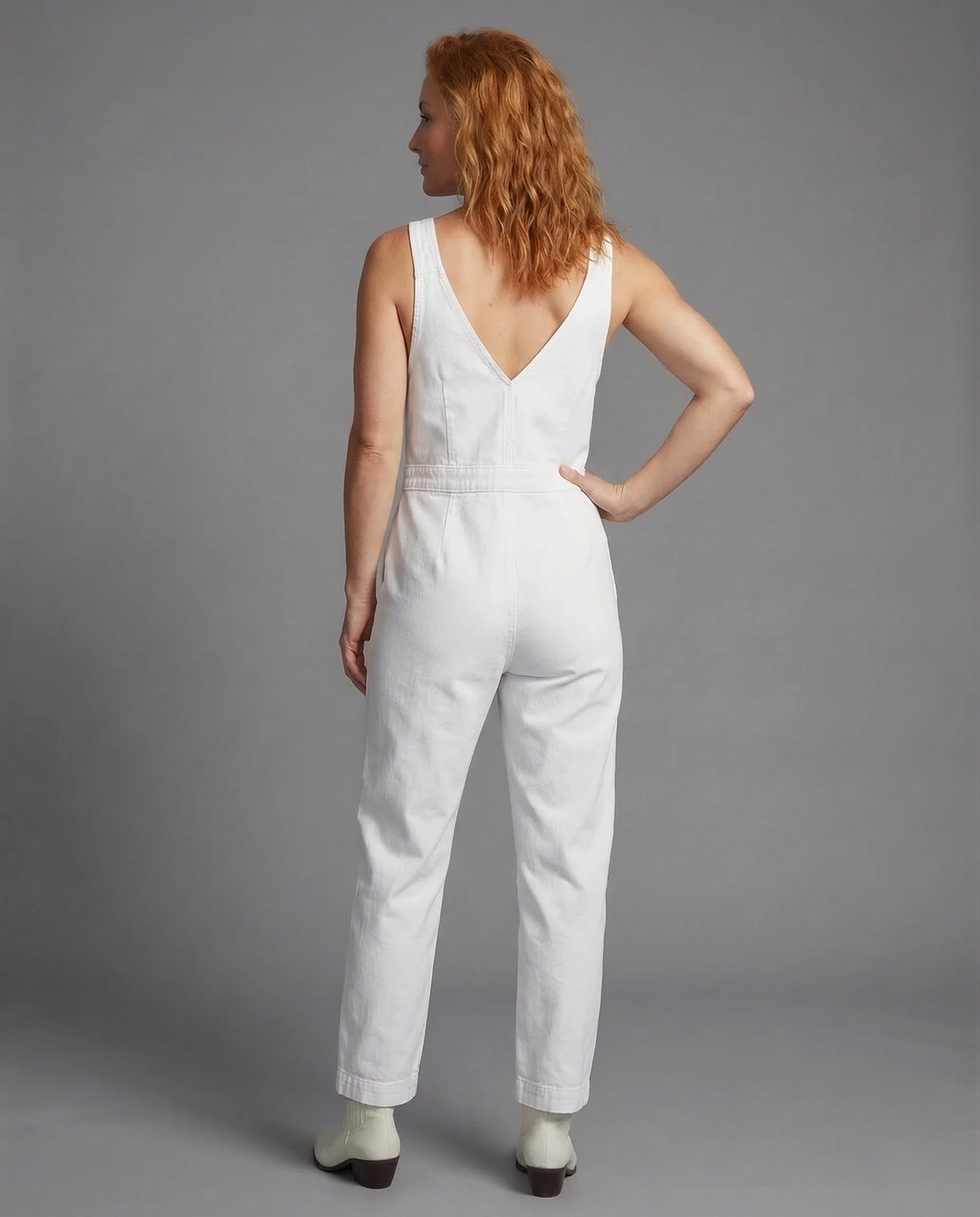 Damen Denim Latz Overall V Ausschnitt - Image 3