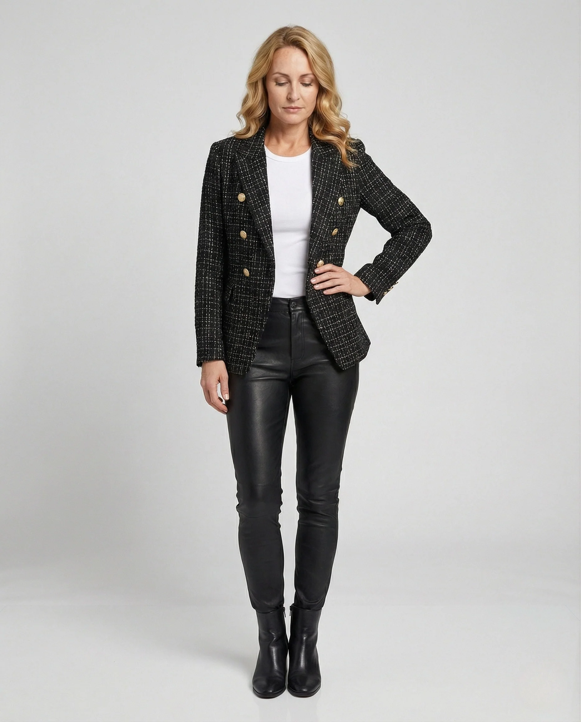 Damen Blazer Bouclé Karo elegant