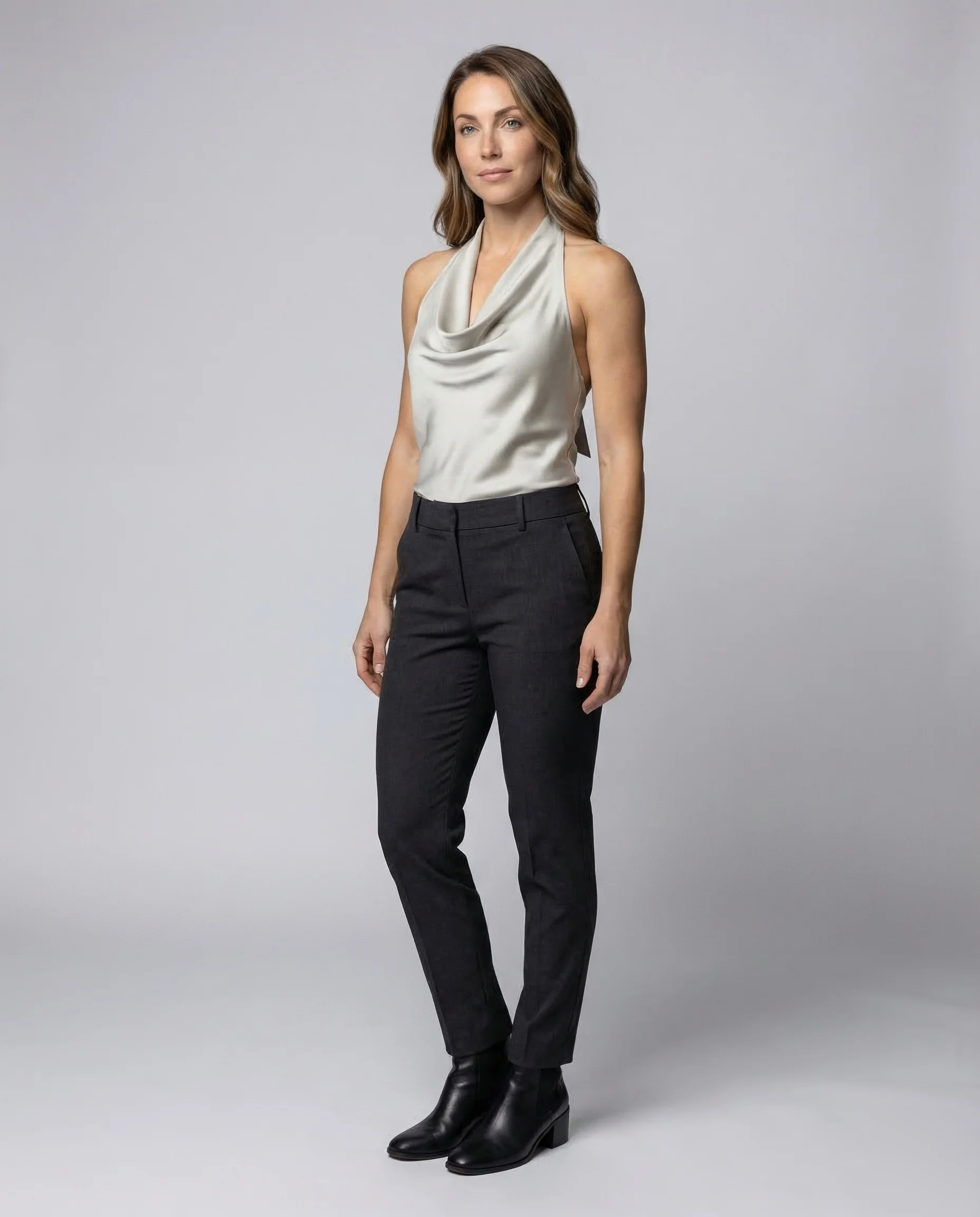 Damen Satin Haltertop Drapiert