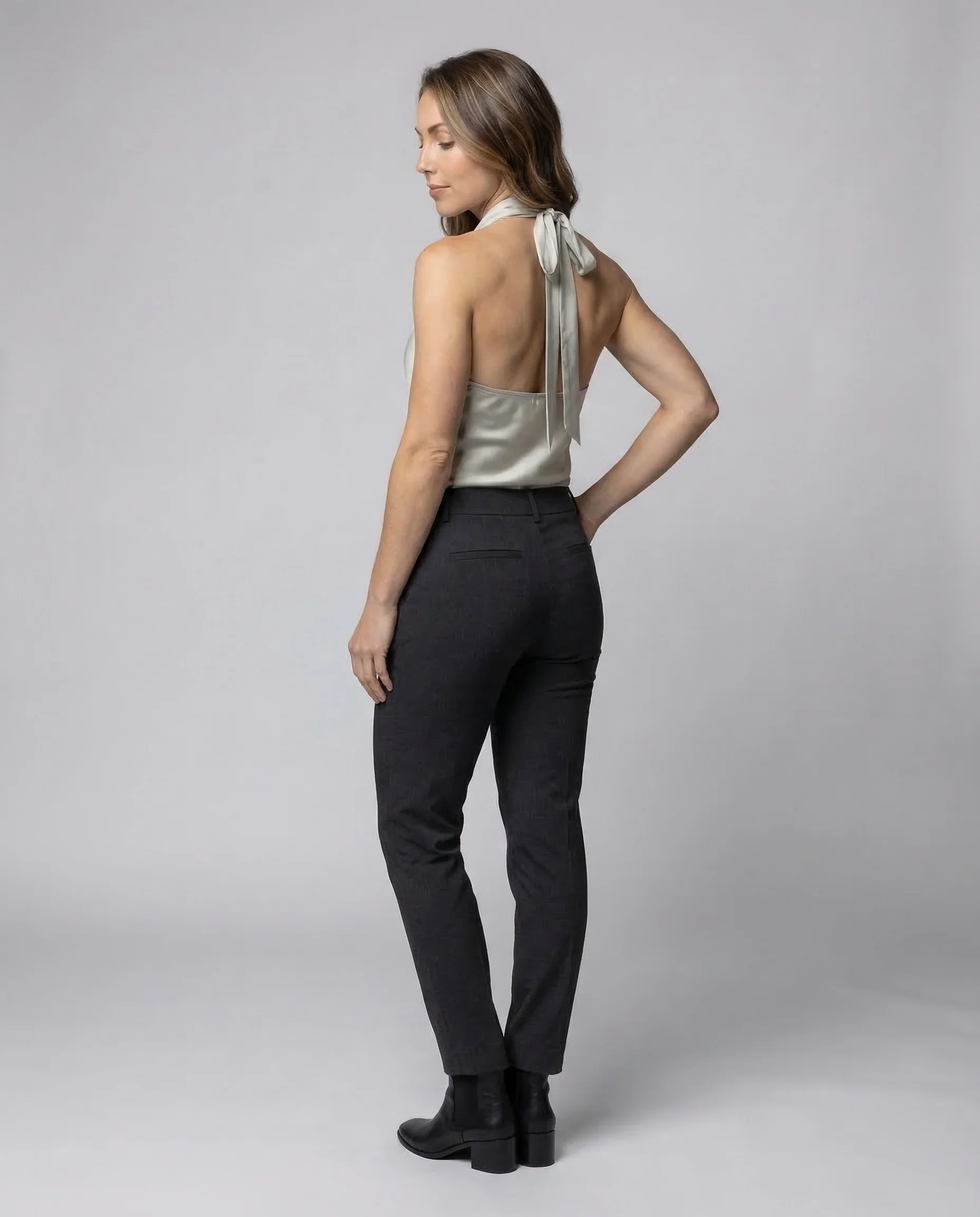 Damen Satin Haltertop Drapiert - Image 4