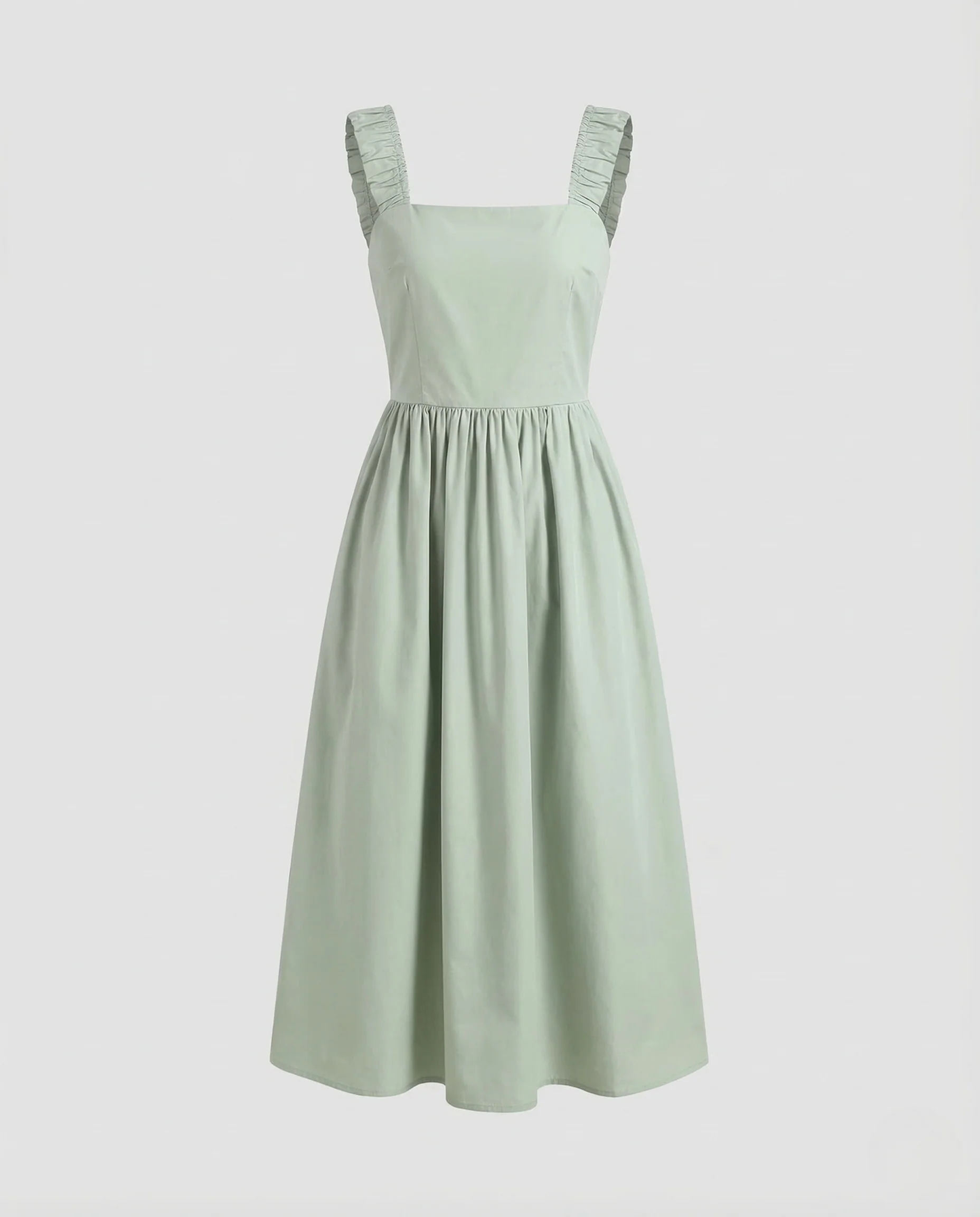 Damen Midikleid Eckiger Ausschnitt Taschen - Image 5