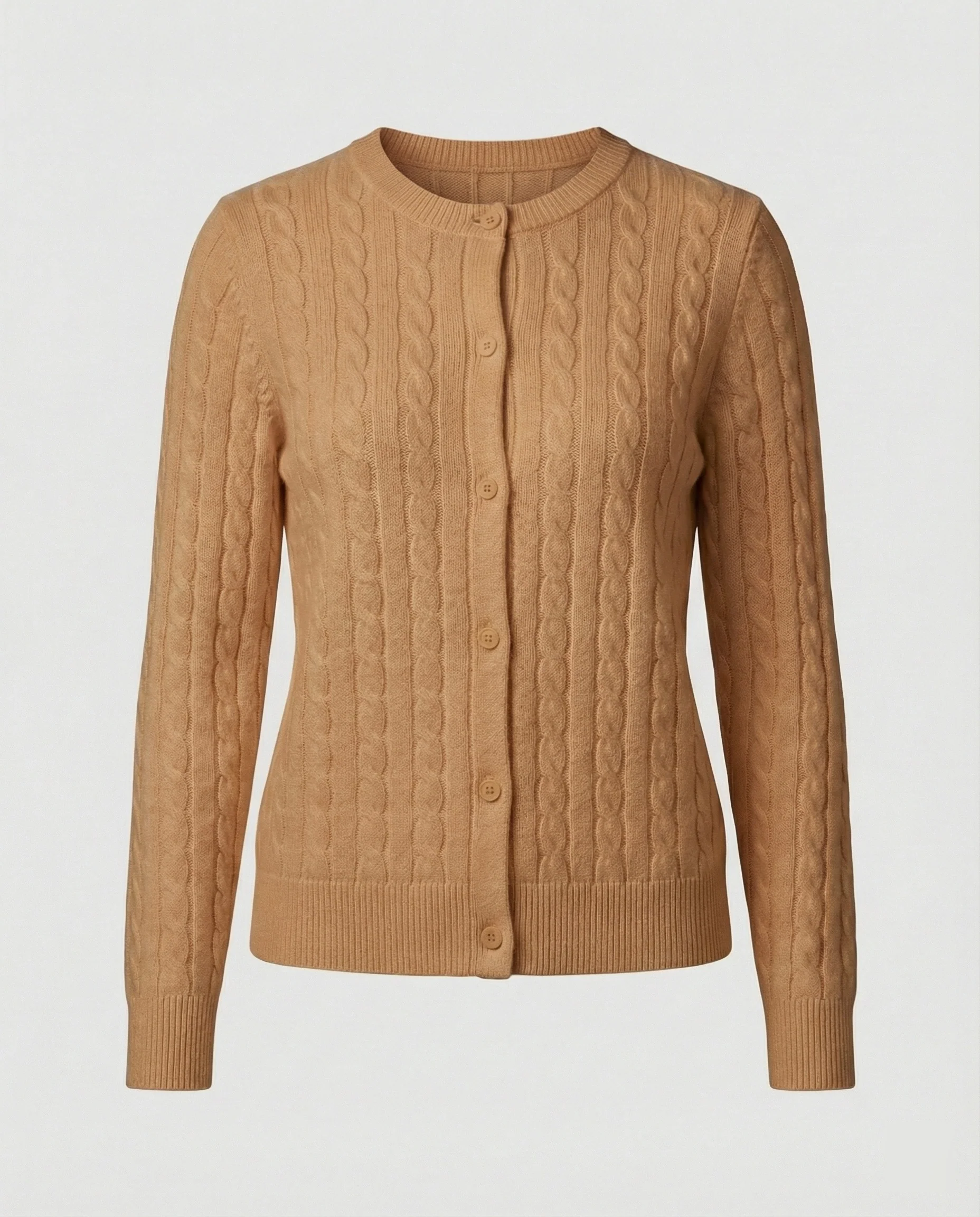 Edler fluffiger Zopfstrick-Cardigan mit Rundhalsausschnitt, feiner Knopfleiste und verlängerten Bündchen Heidi-Mode - Image 6