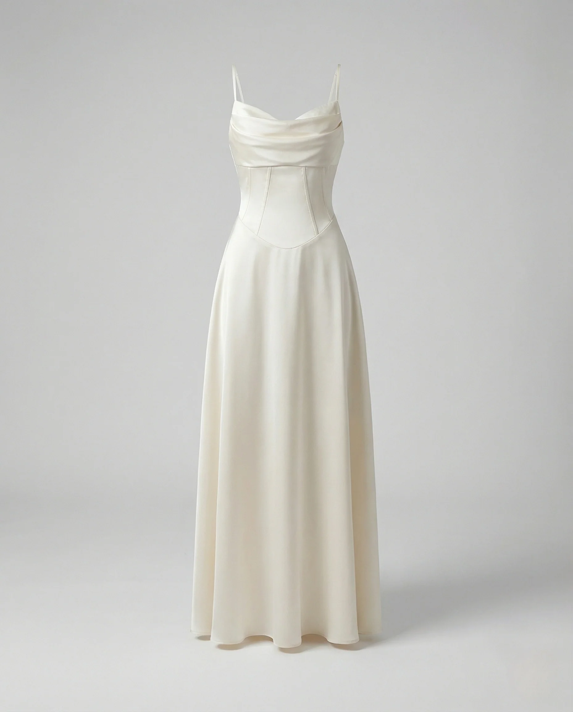 Damen Satin Maxikleid mit Drapiertem Ausschnitt - Image 5