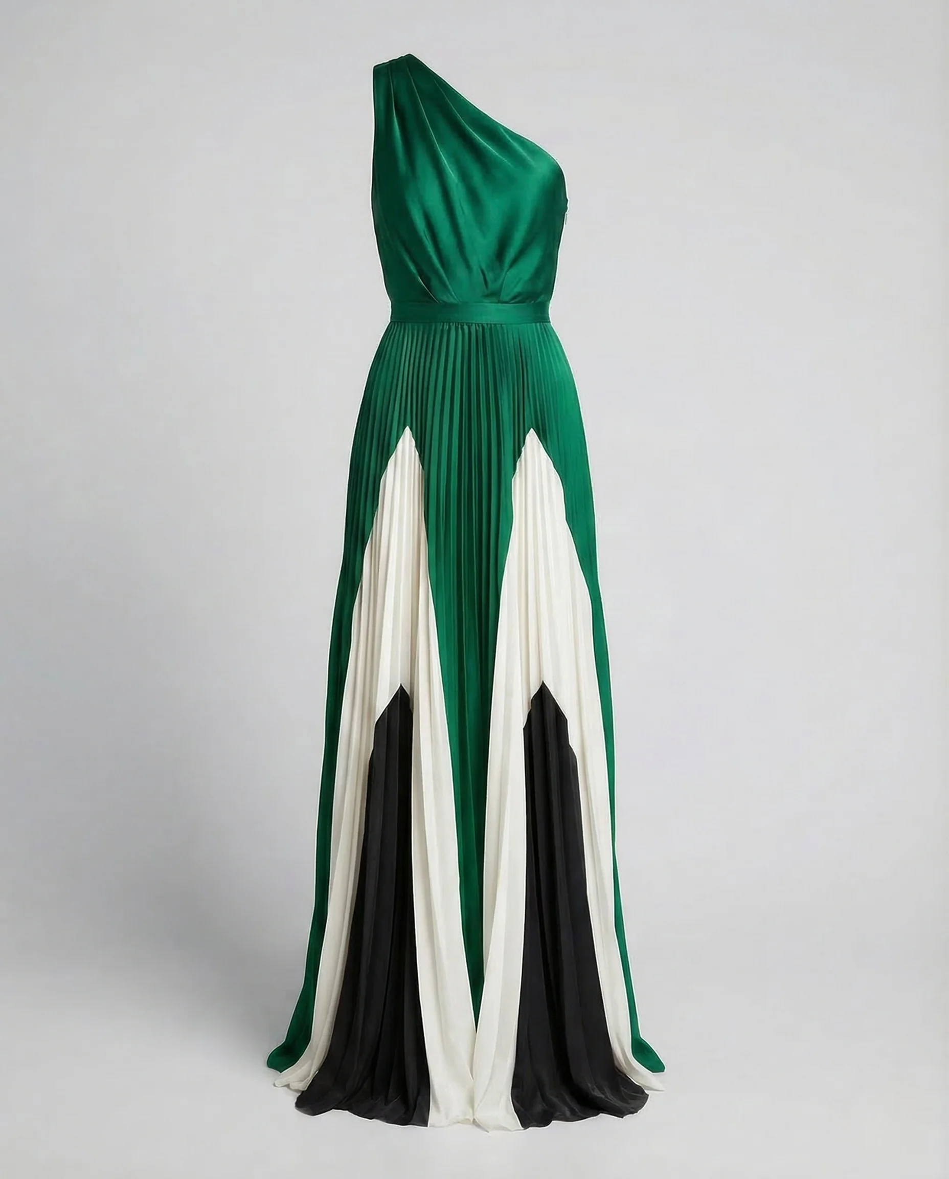 Damen One Shoulder Maxikleid Plisseerock - Image 7
