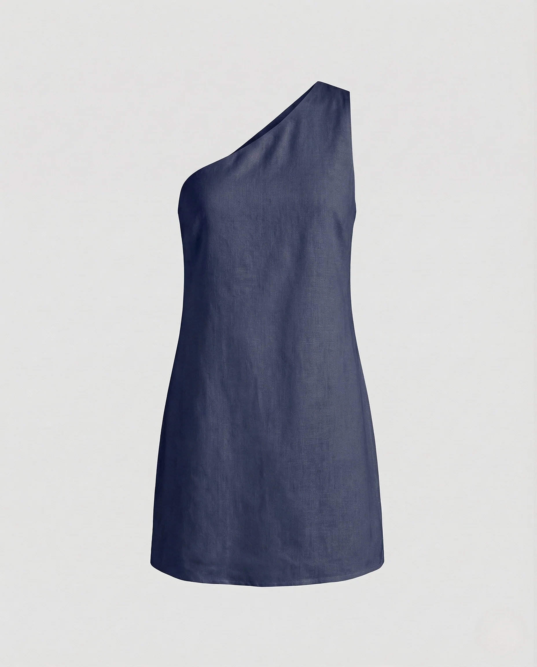 Damen Leinen Minikleid Asymmetrisch - Image 6