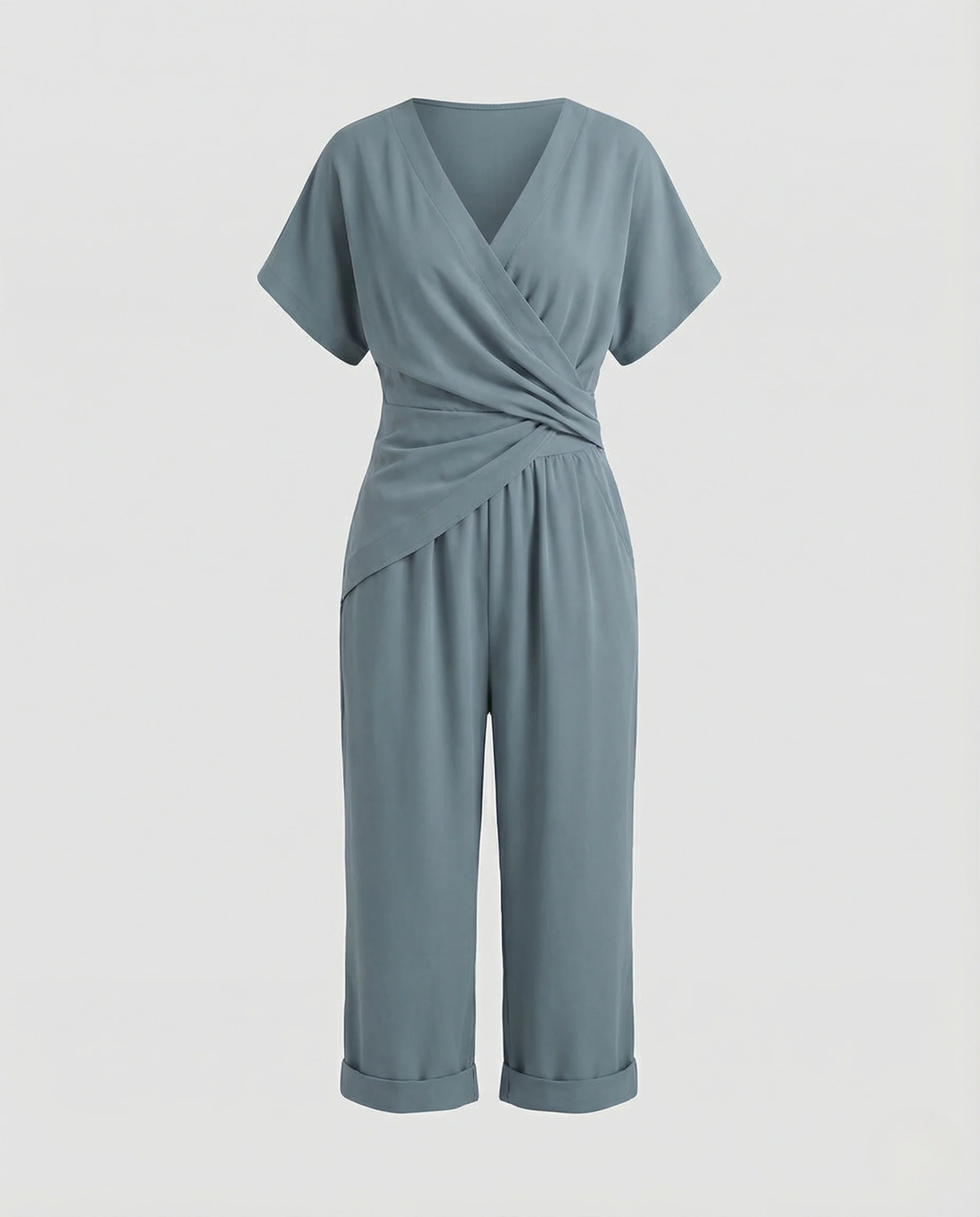 Damen Sommeroverall mit Wickeloberteil und weitem Bein - Image 4