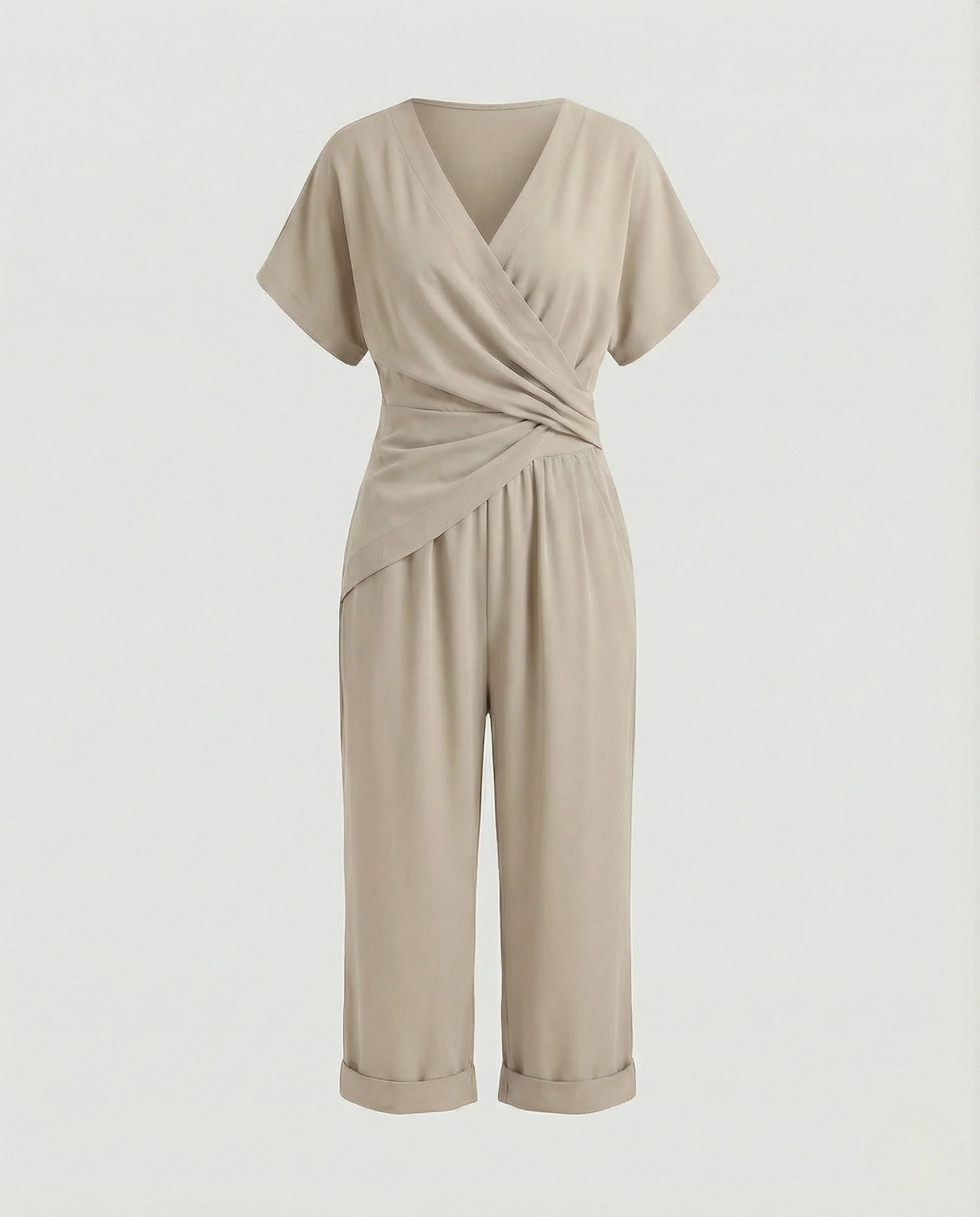 Damen Sommeroverall mit Wickeloberteil und weitem Bein - Image 5