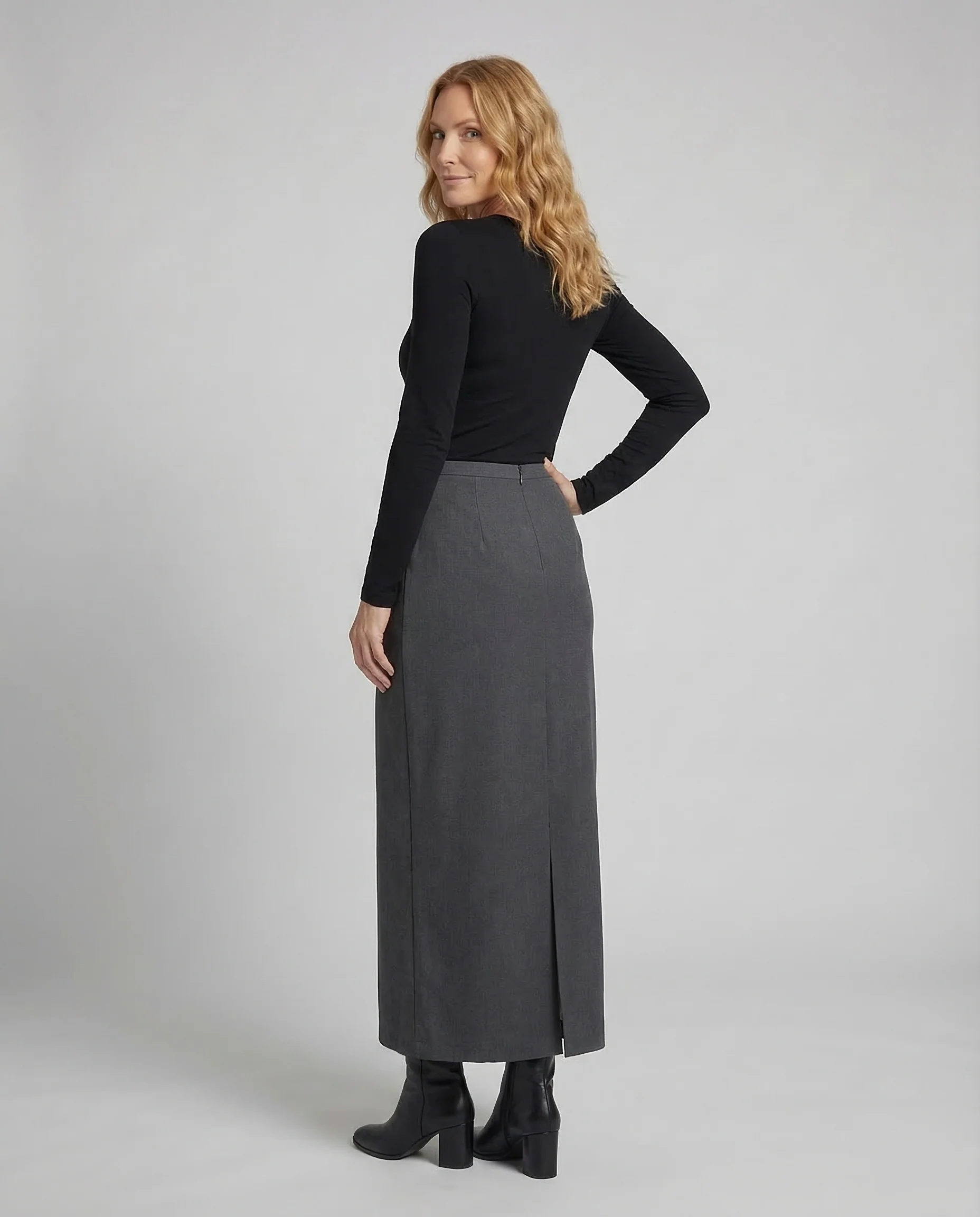 Damen Maxirock Schlitz Elegant - Image 4
