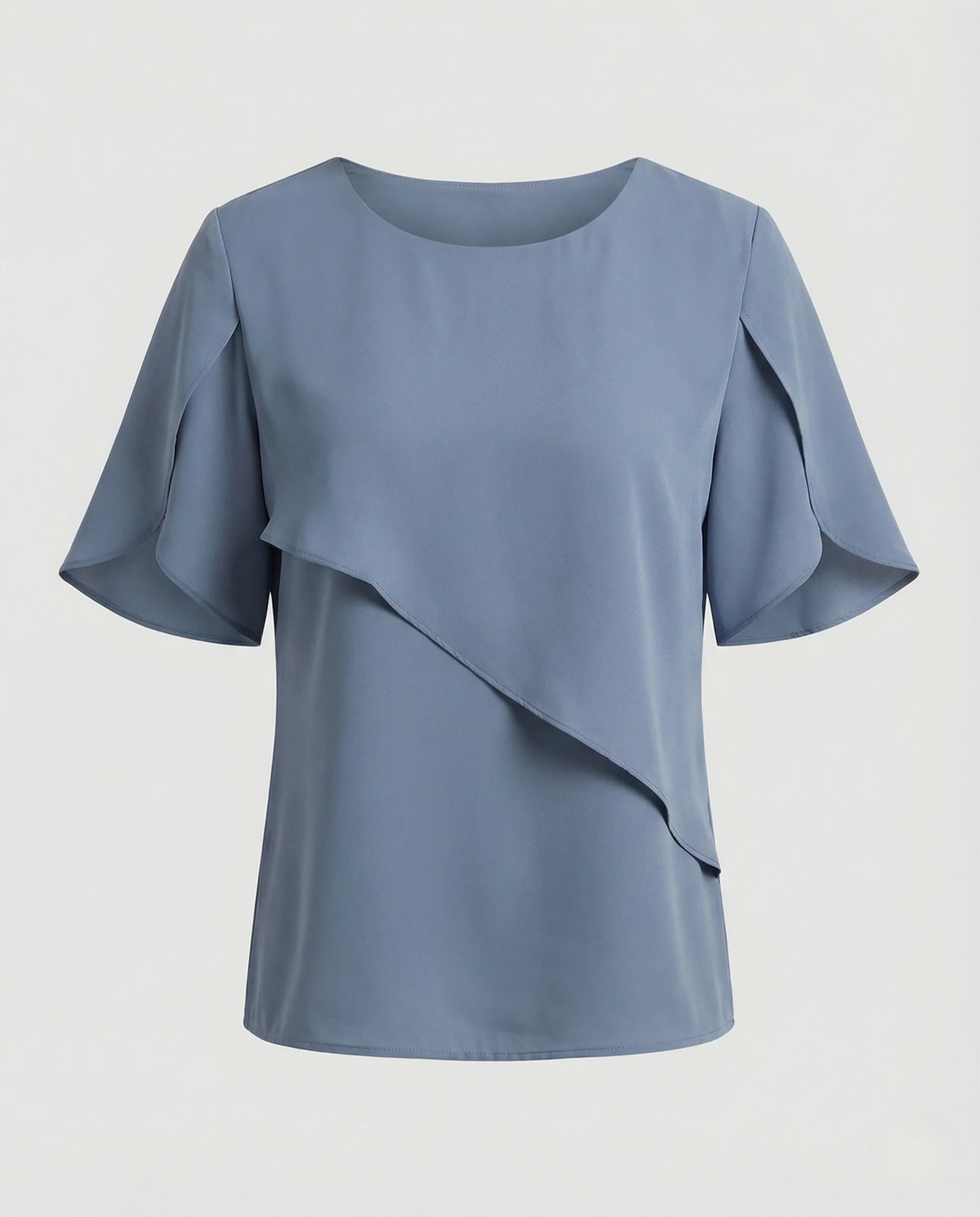 Damen Asymmetrische Chiffonbluse mit Cape Ärmeln - Image 5