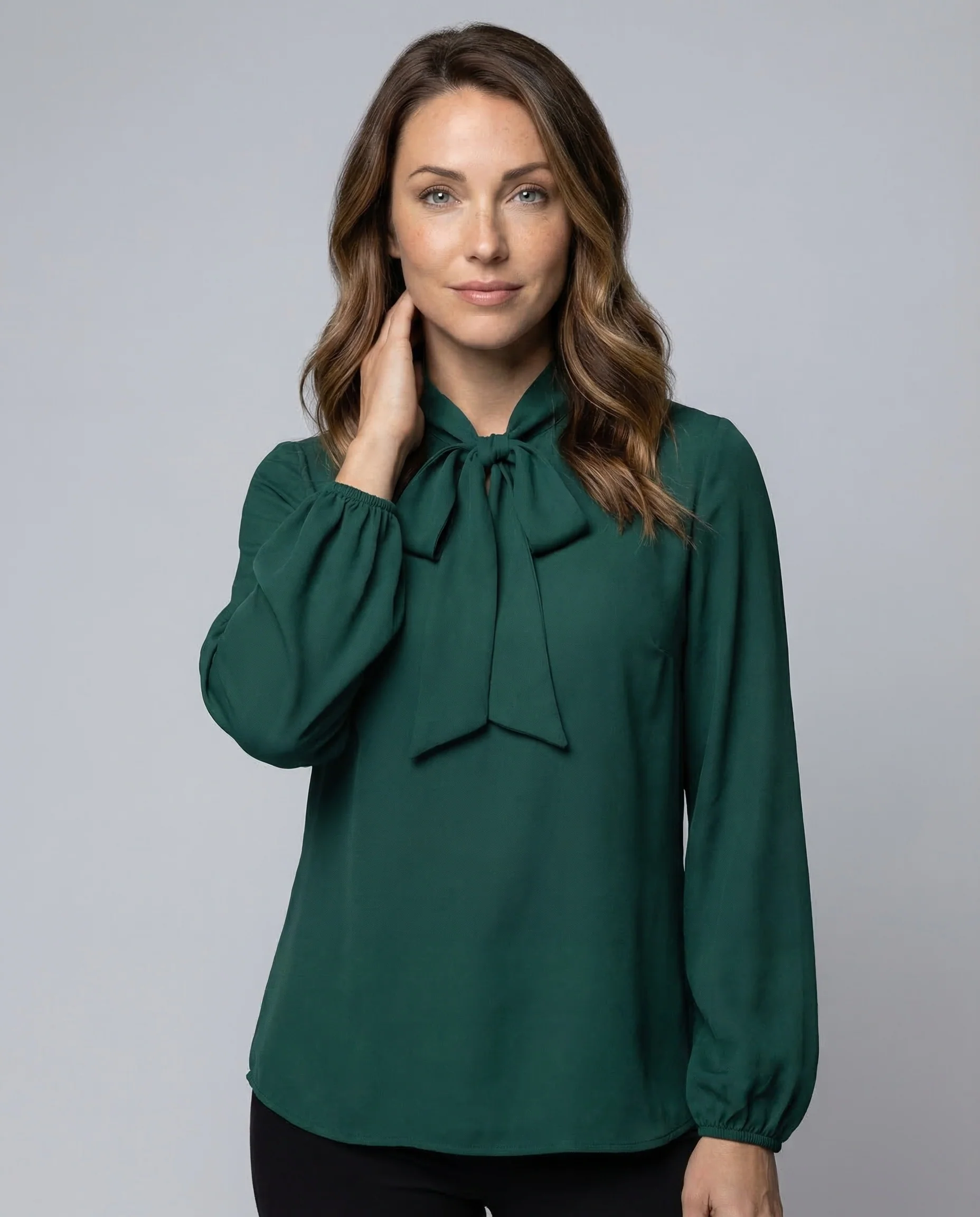 Damen Chiffonbluse Schleifenkragen - Image 2