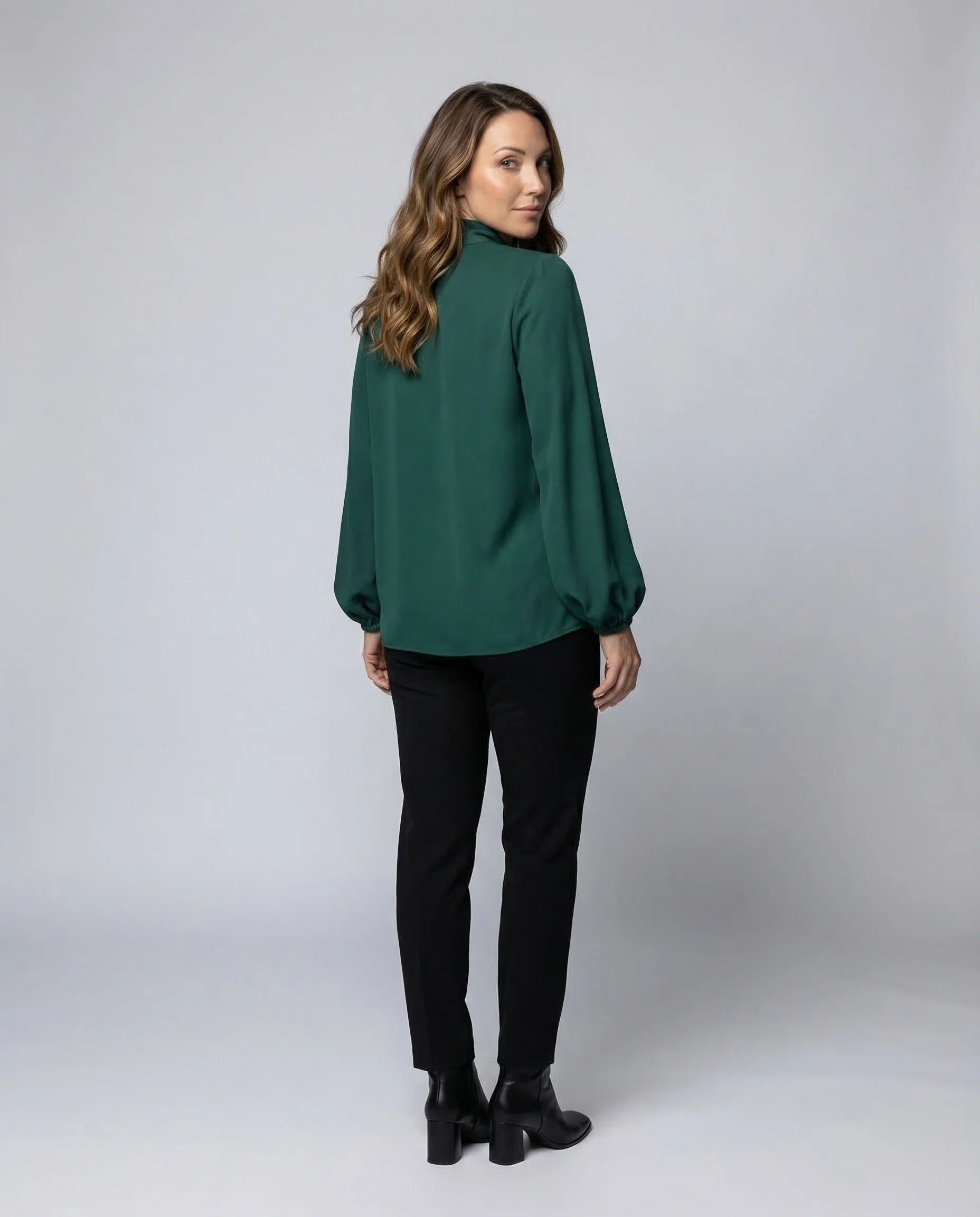 Damen Chiffonbluse Schleifenkragen - Image 4