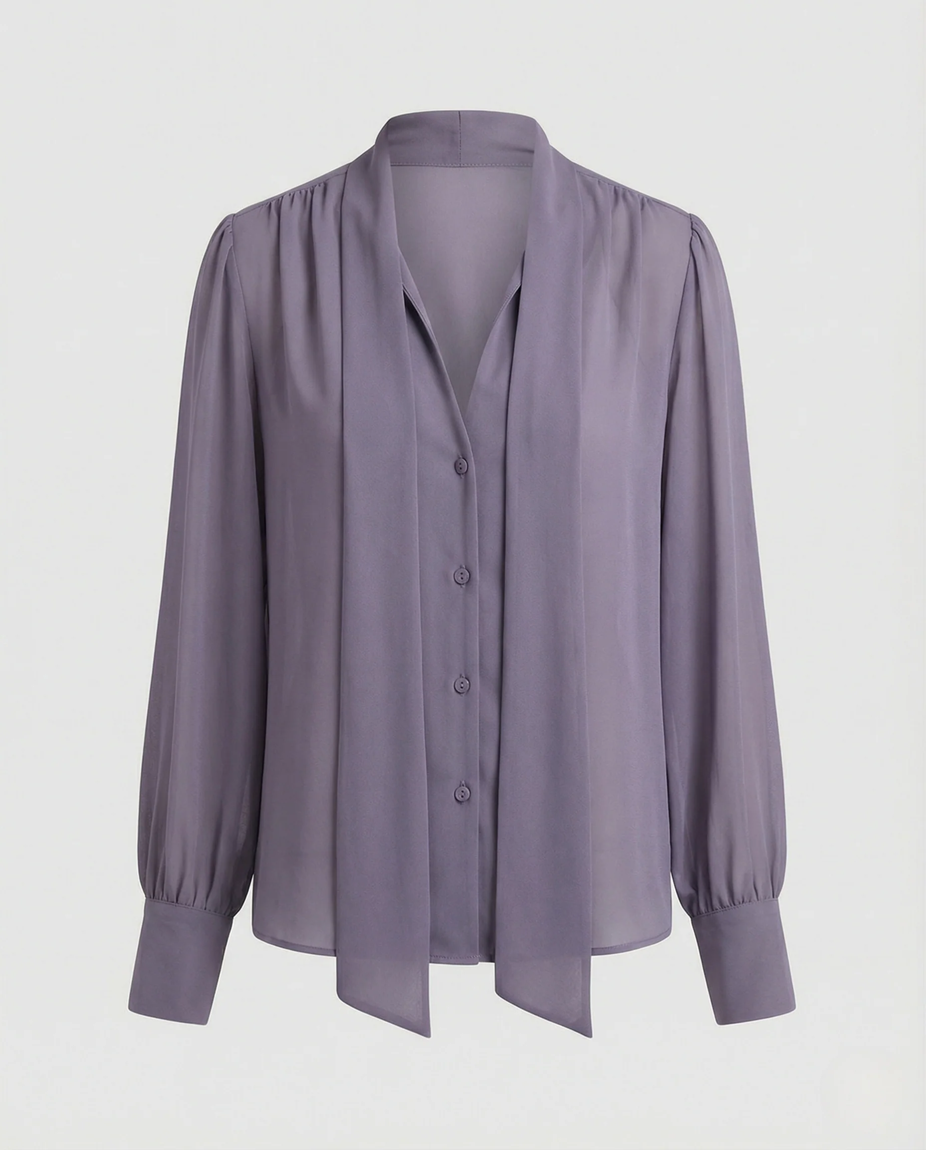 Damen Elegante Chiffonbluse mit Schluppe und Ballonärmeln - Image 5