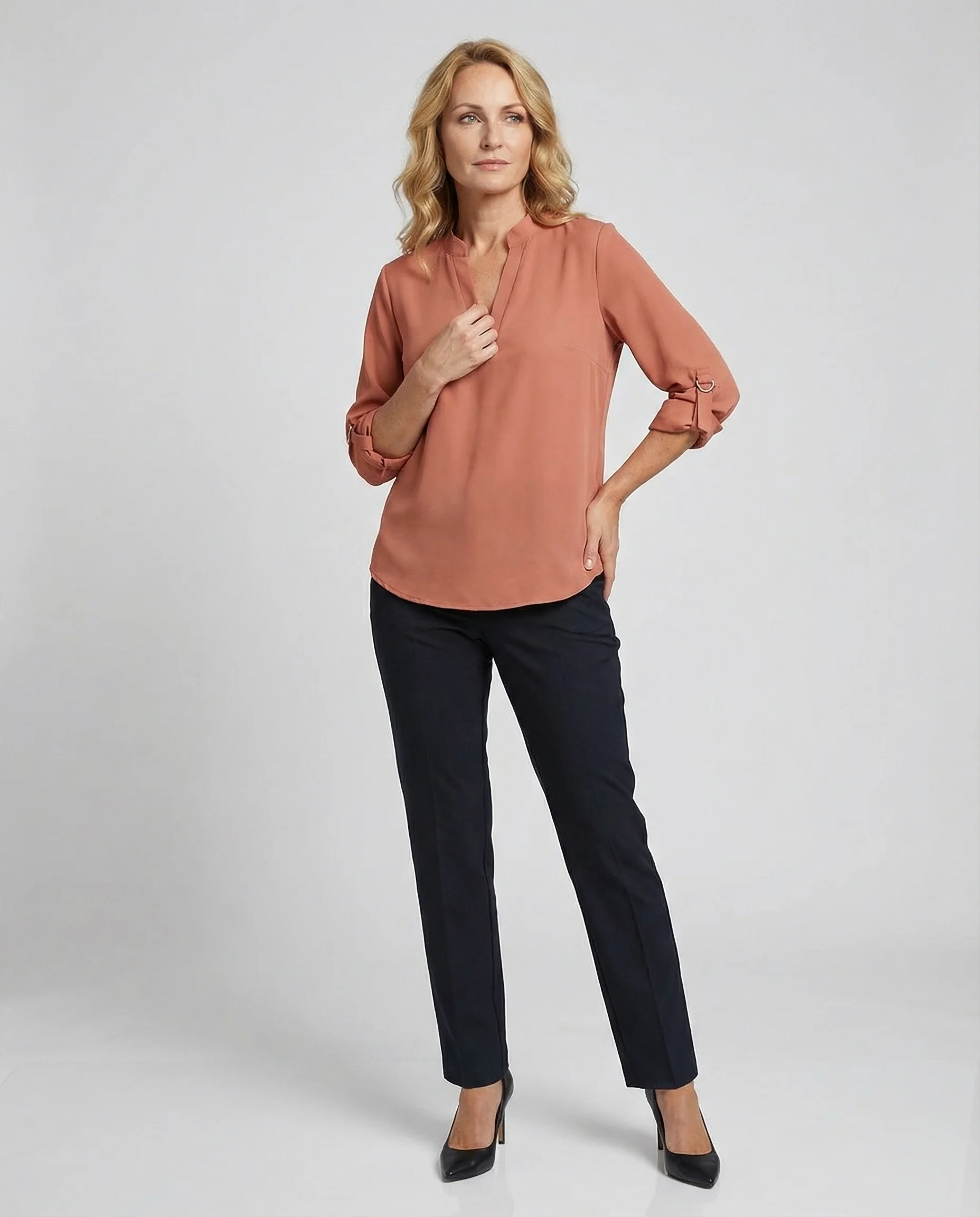 Chiffon Blusentop Damen mit V-Ausschnitt - Image 2