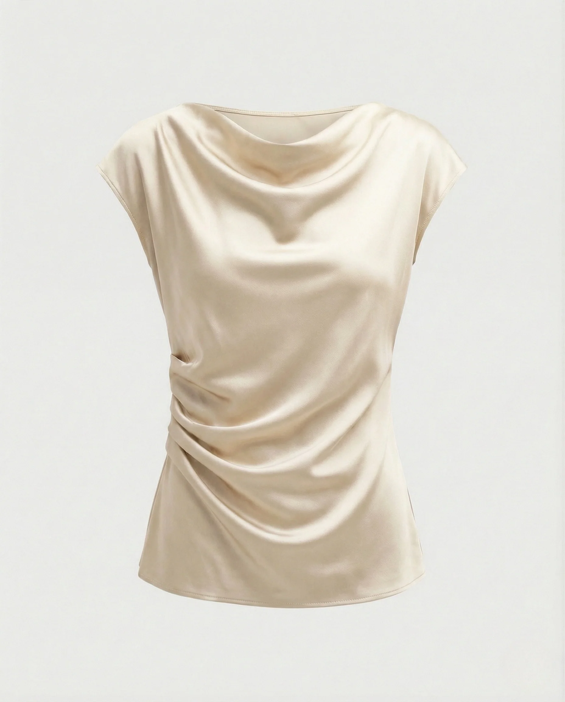 Drapierte Satinbluse Damen Wasserfall Ausschnitt - Image 7