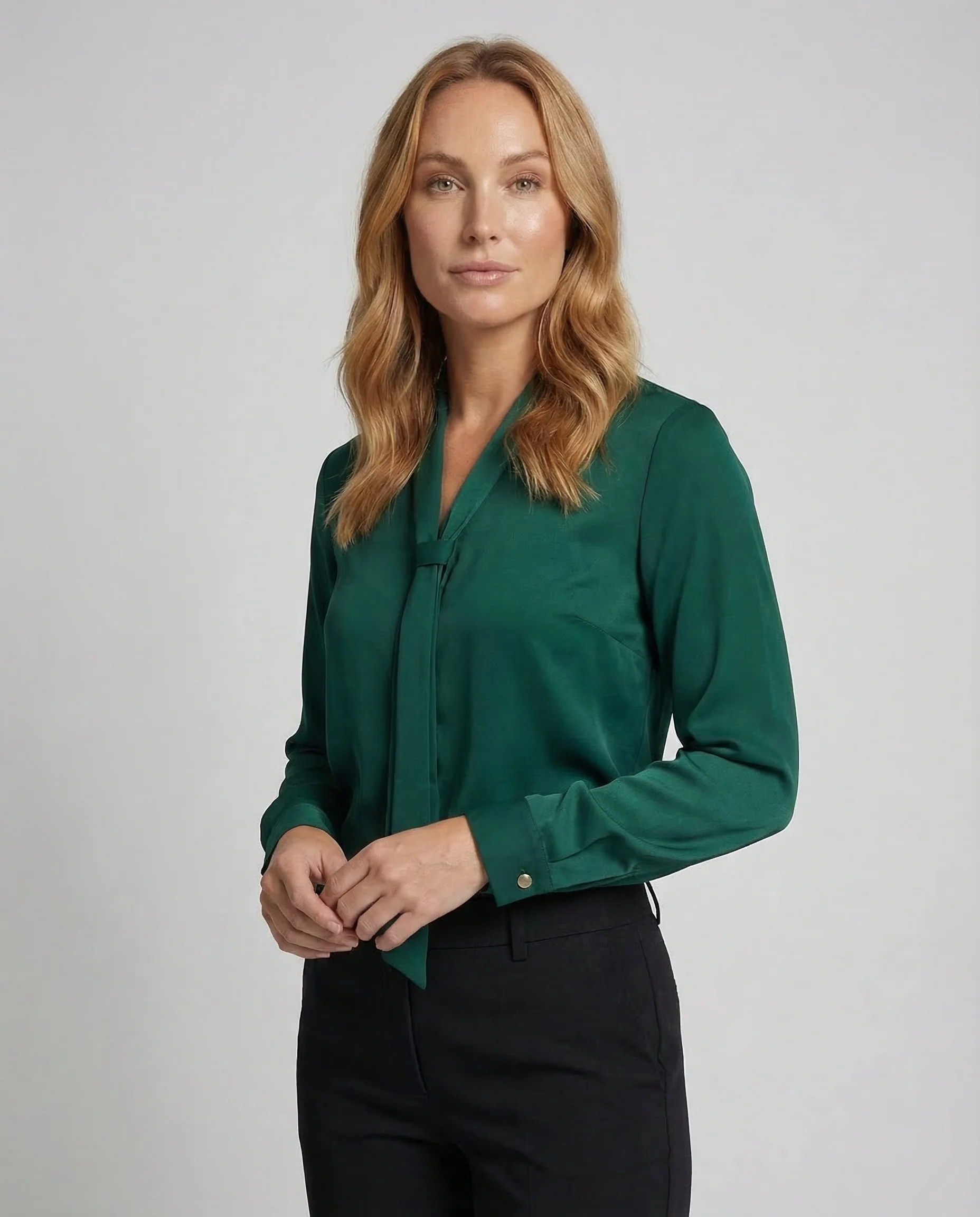 Damen Satinbluse Schluppe - Image 2