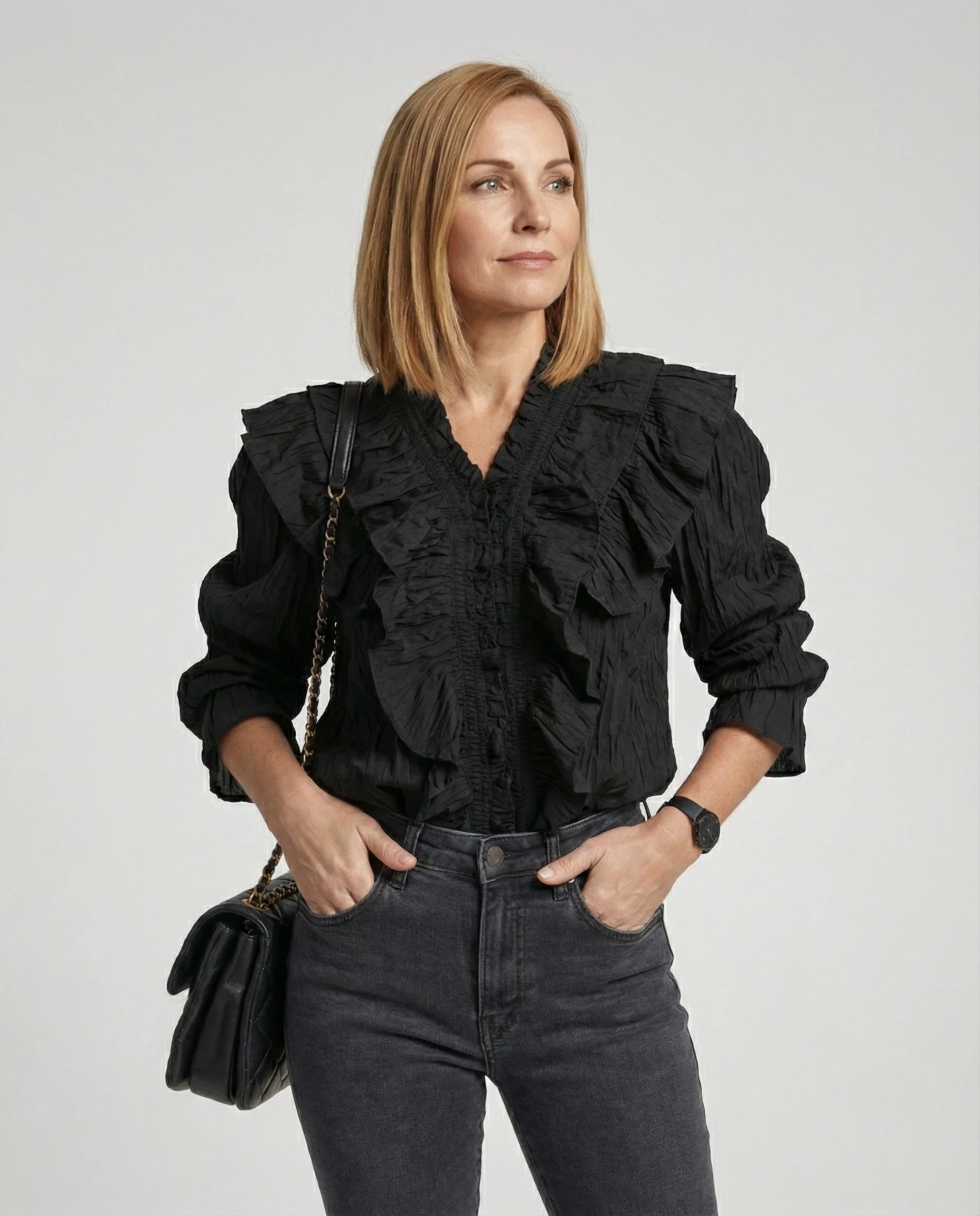 Bluse Damen Elegant mit Volants