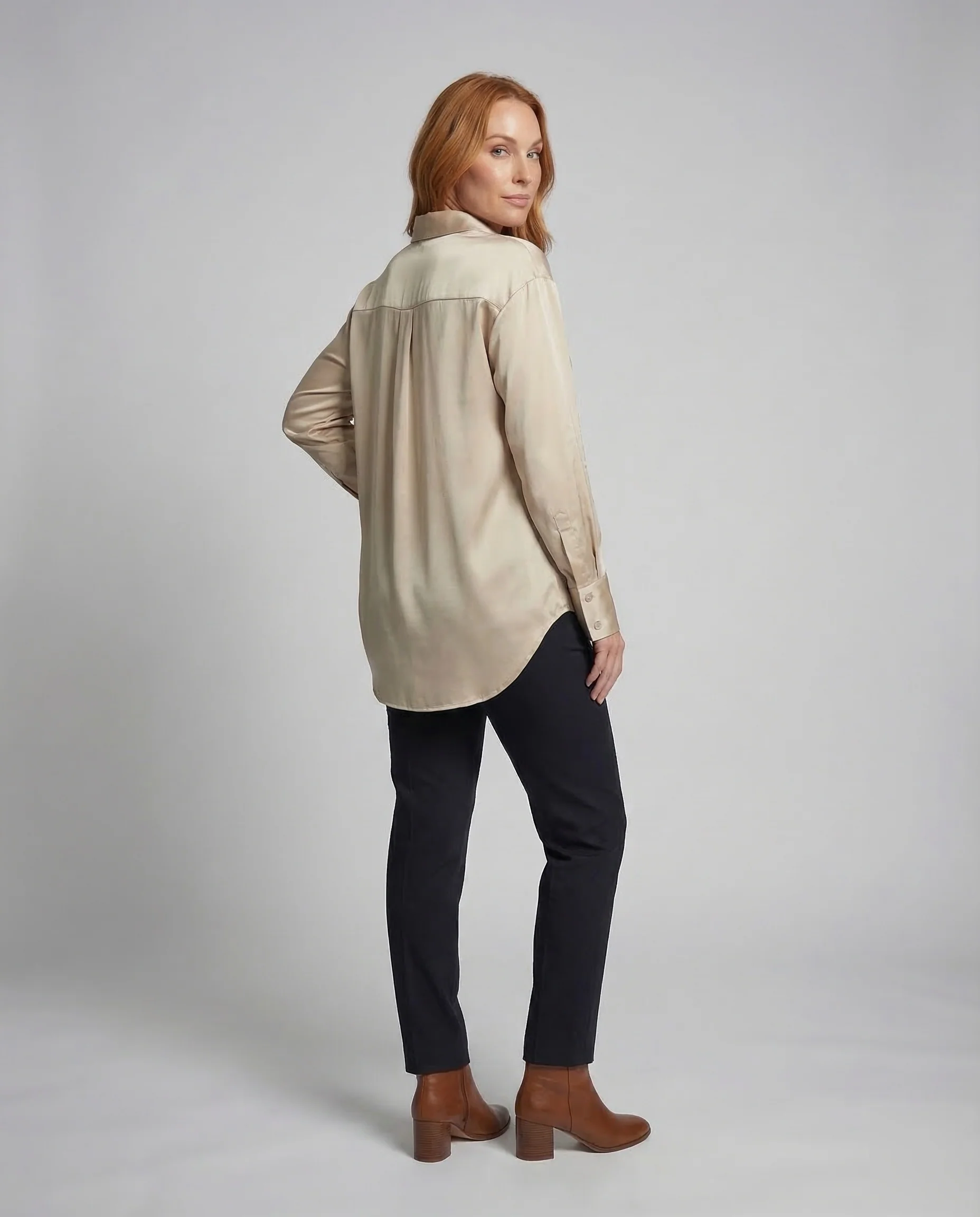 Damen Satinbluse Oversize - Image 4